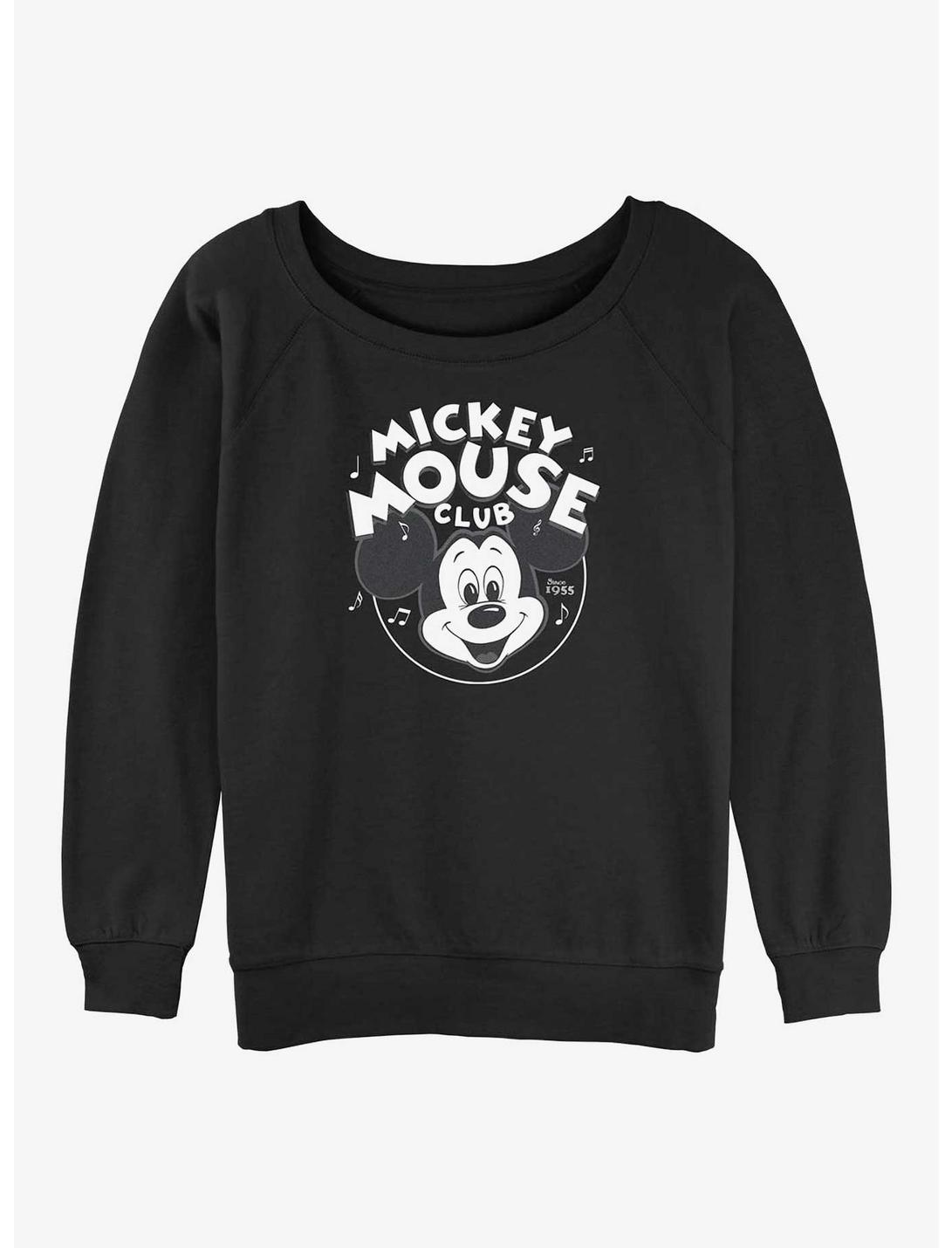 Disney100 Mickey Mouse Music Club Womens Slouchy Sweatshirt, BLACK, hi-res