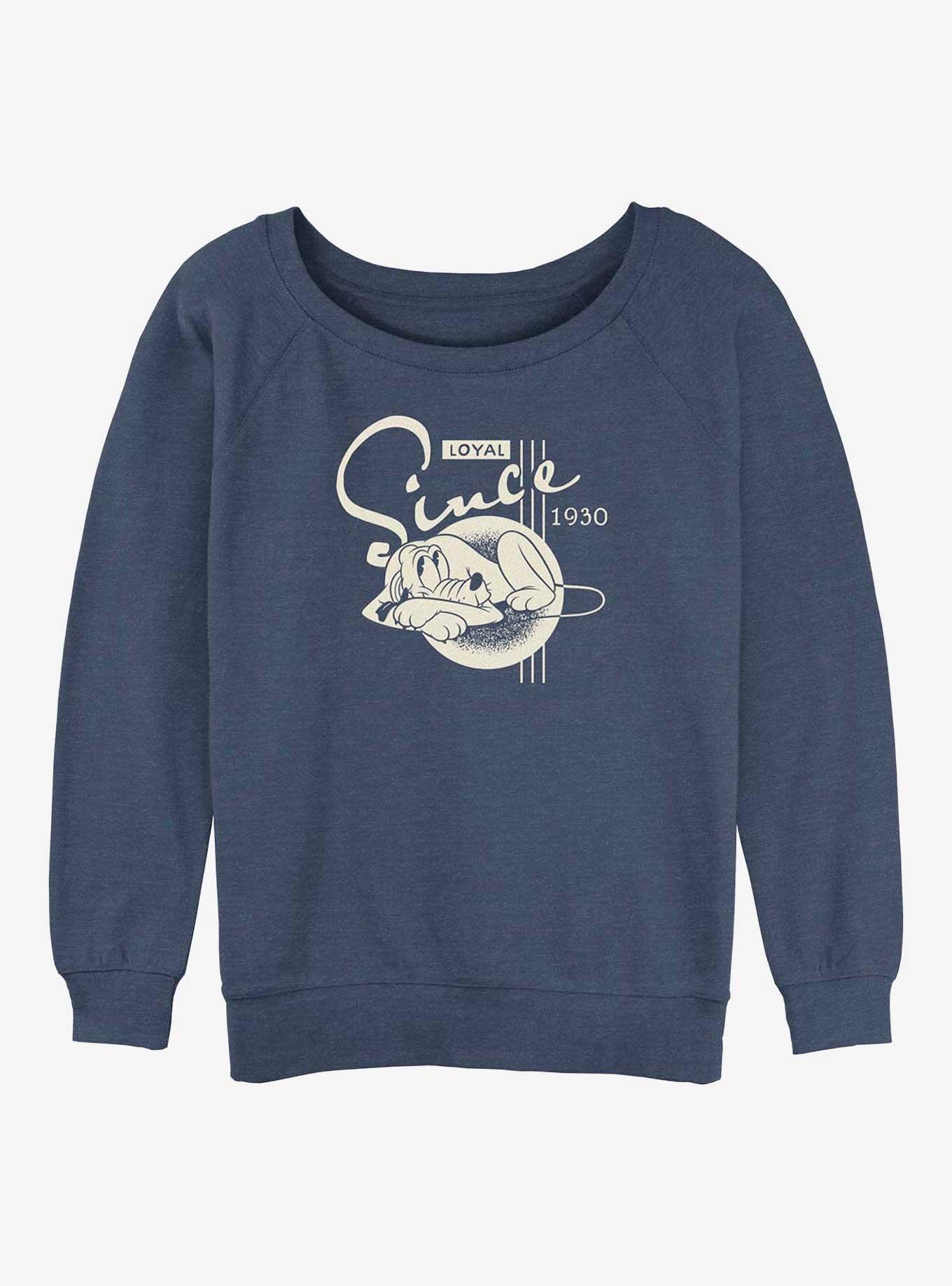 Disney100 Pluto Loyal Womens Slouchy Sweatshirt, BLUEHTR, hi-res