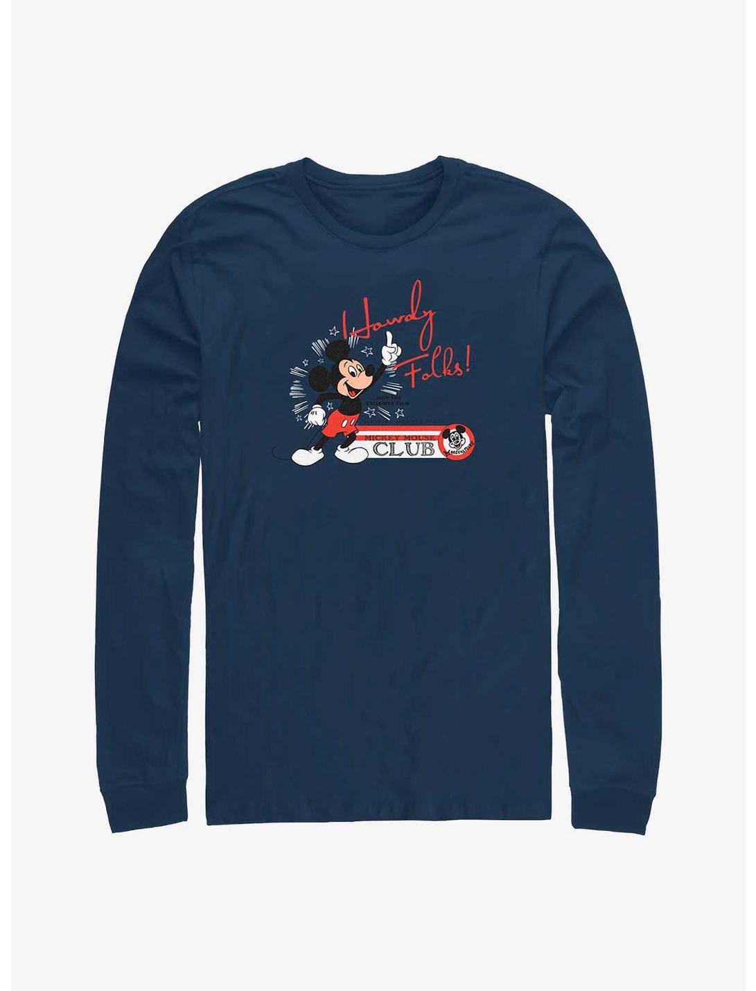 Disney100 Mickey Mouse Howdy Long-Sleeve T-Shirt, NAVY, hi-res
