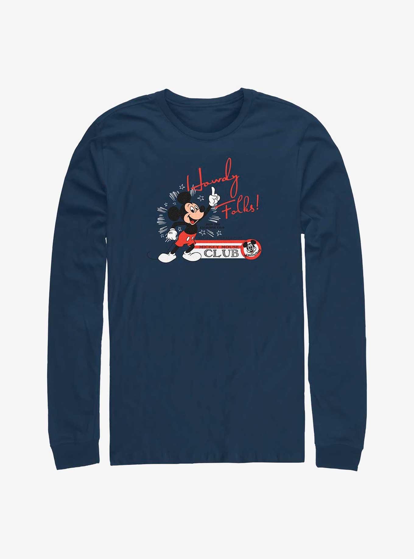 Disney100 Mickey Mouse Howdy Long-Sleeve T-Shirt, NAVY, hi-res