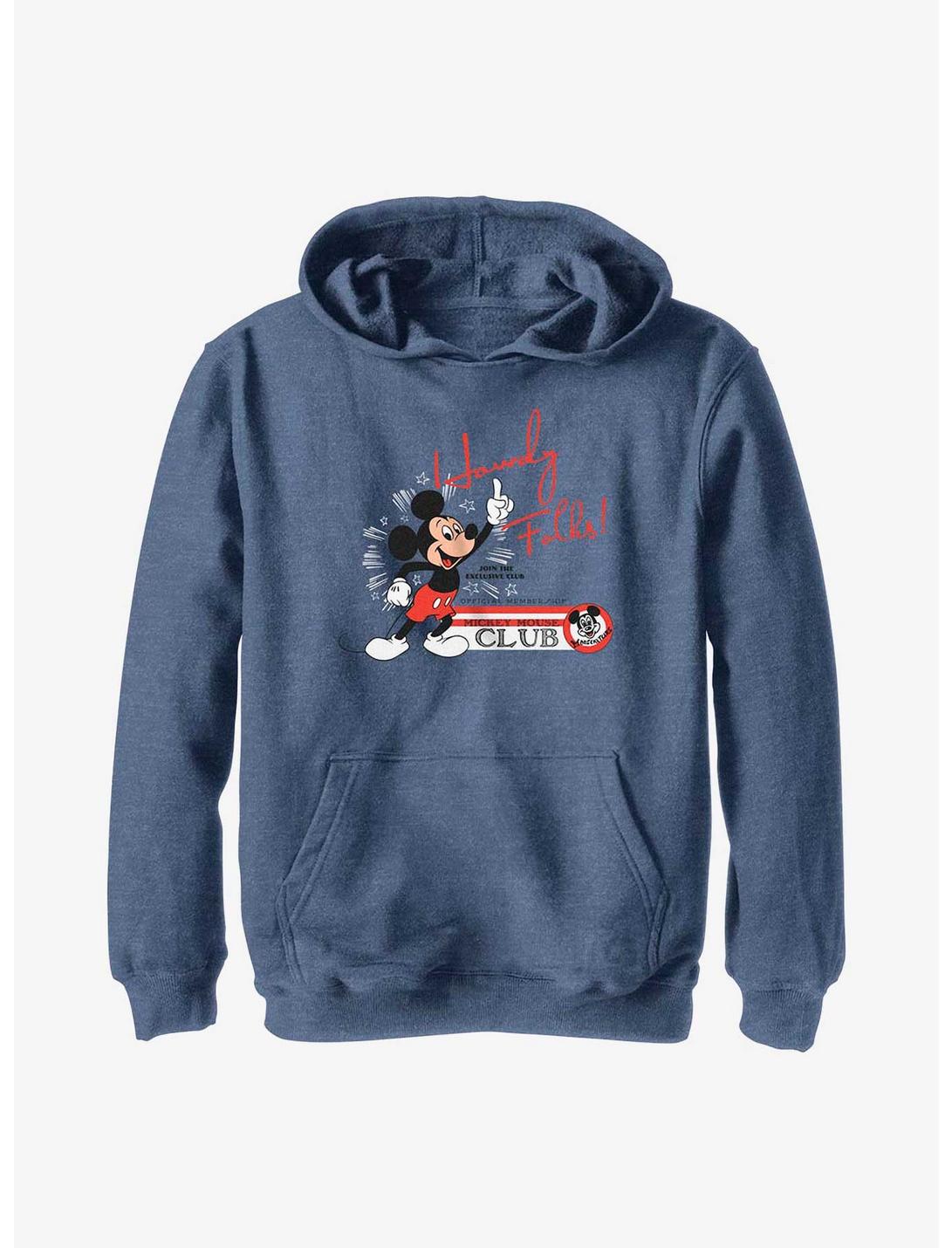 Disney100 Mickey Mouse Howdy Youth Hoodie, NAVY HTR, hi-res