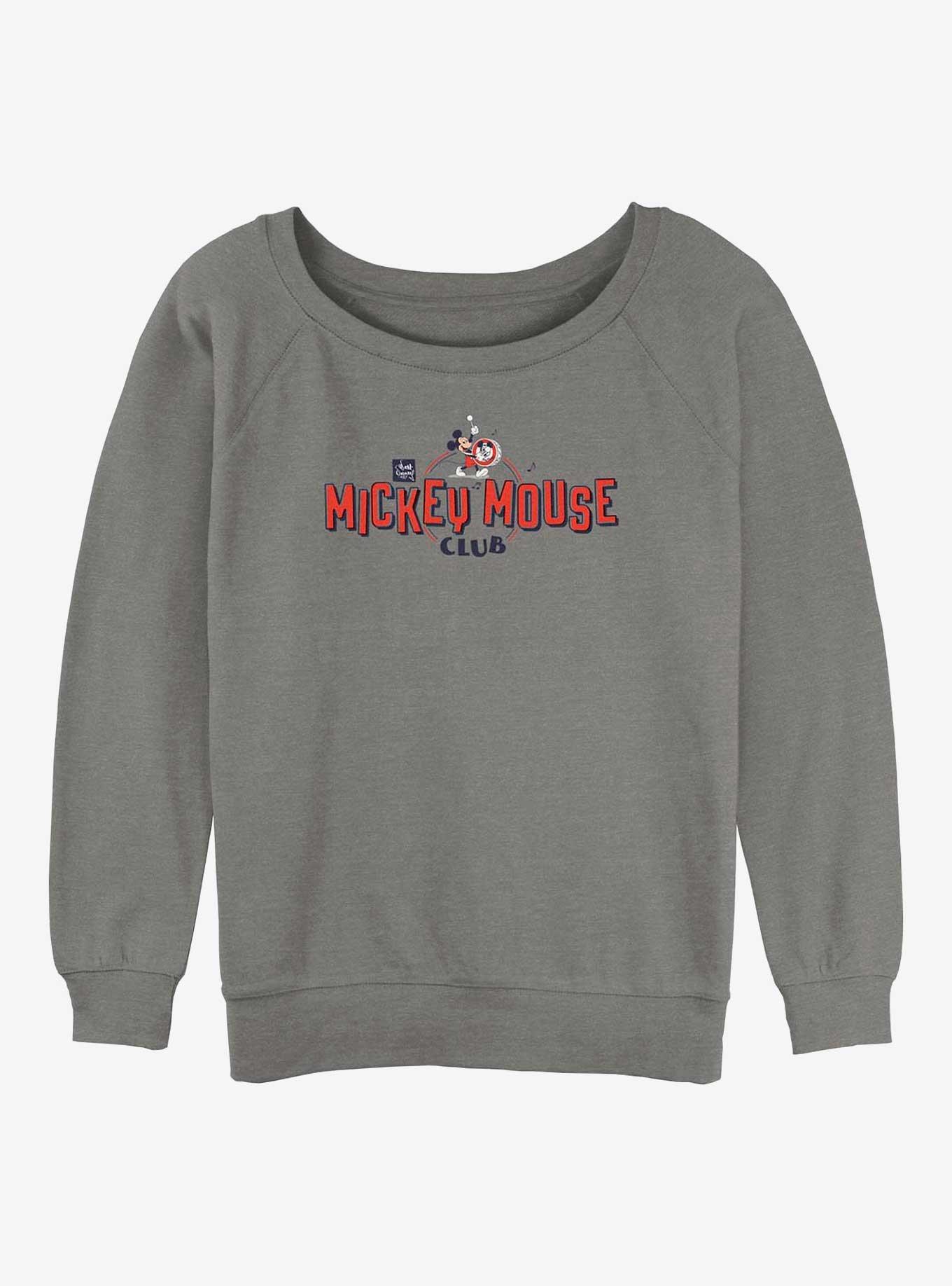 Disney100 Mickey Mouse Chest Womens Slouchy Sweatshirt, GRAY HTR, hi-res