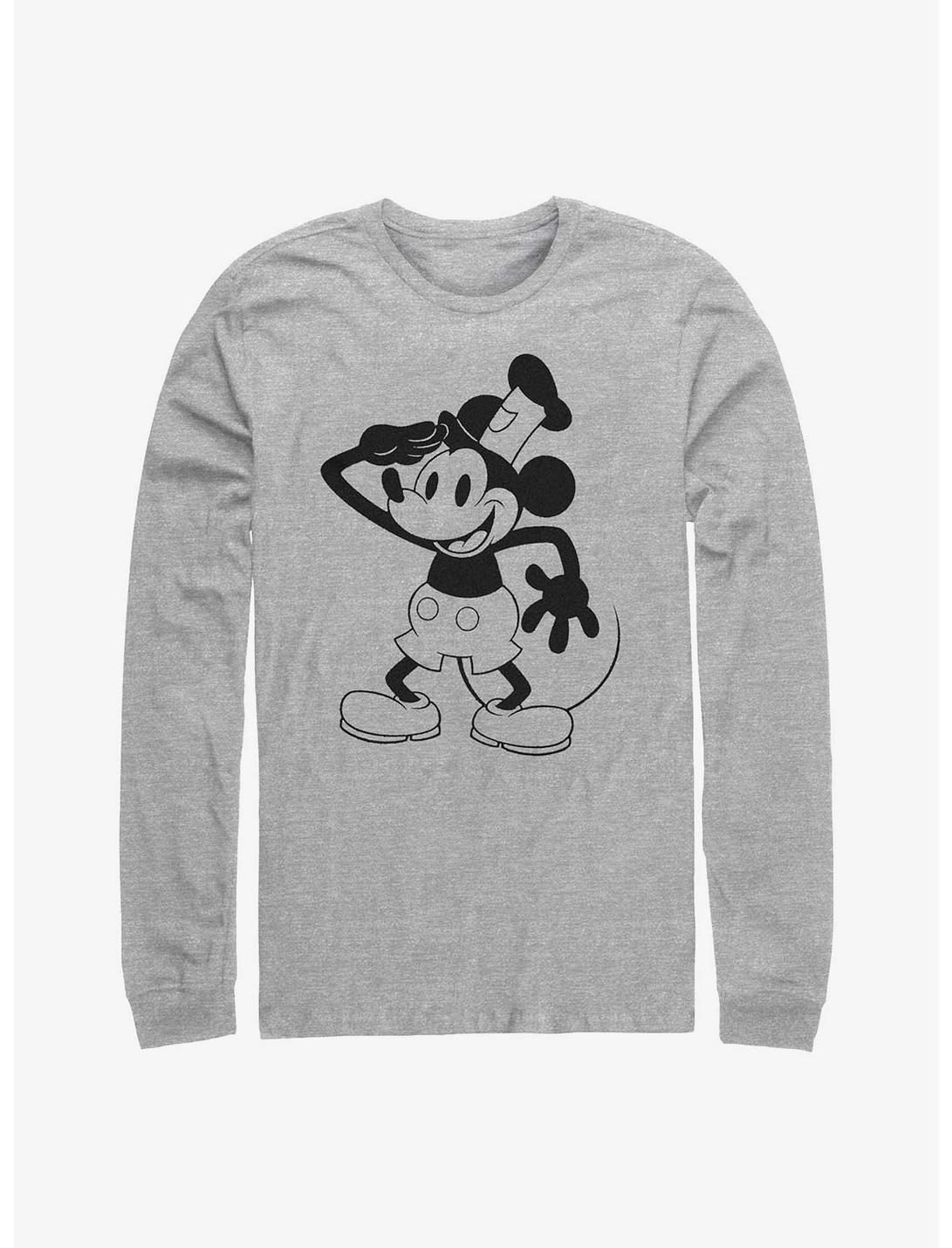 Disney100 Mickey Mouse Captain Mickey Sound Cartoon Long-Sleeve T-Shirt, ATH HTR, hi-res