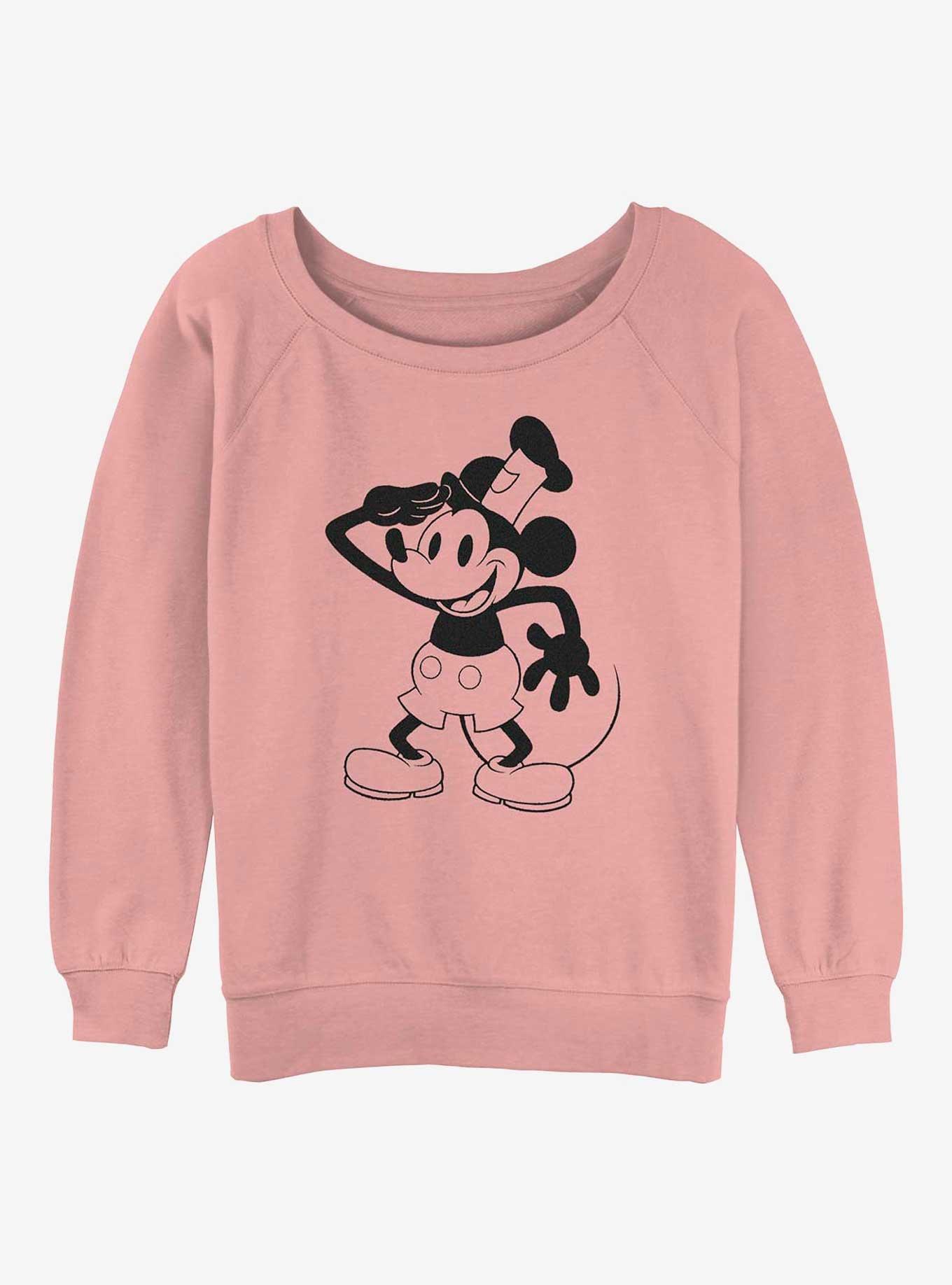 Disney100 Mickey Mouse Captain Mickey Sound Cartoon Womens Slouchy Sweatshirt, DESERTPNK, hi-res