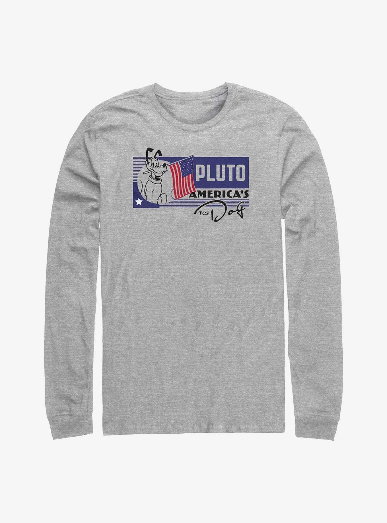 Disney100 Pluto America's Top Dog Long-Sleeve T-Shirt, ATH HTR, hi-res