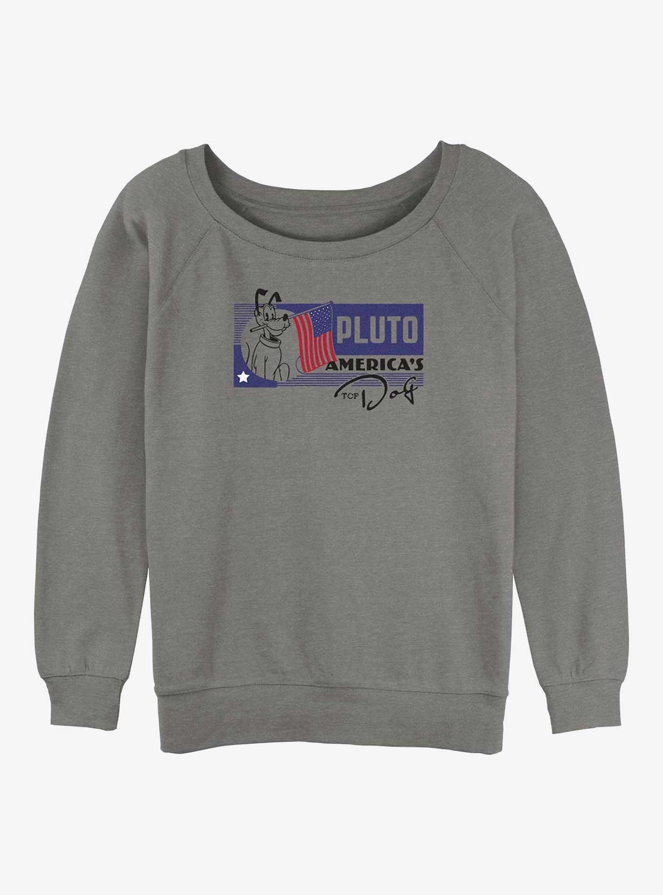 Disney100 Pluto America's Top Dog Womens Slouchy Sweatshirt, GRAY HTR, hi-res