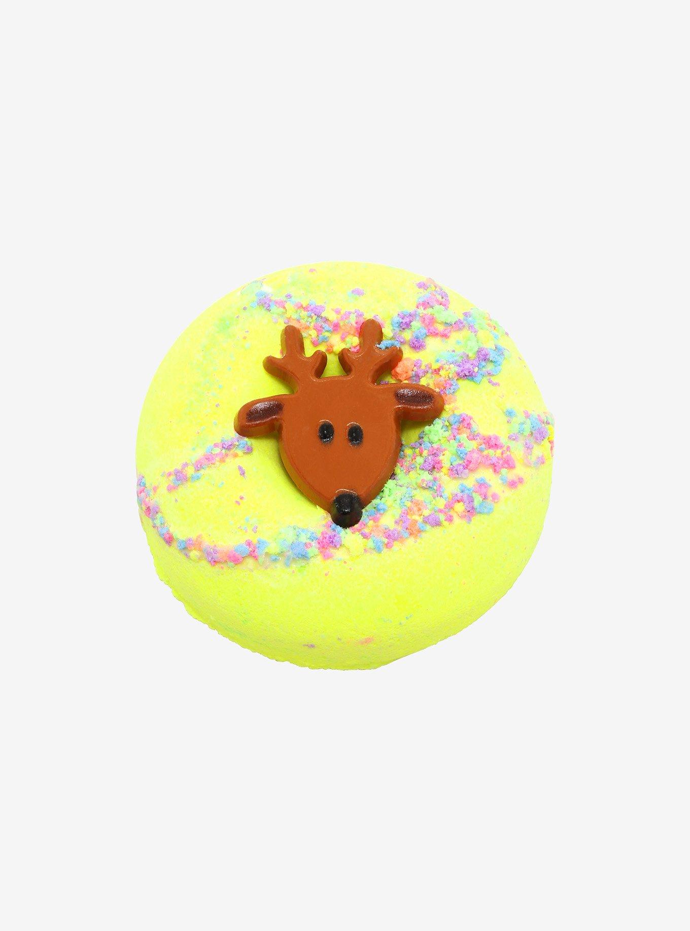 Yellow Donut Bath Bomb With Reindeer Ring, , hi-res
