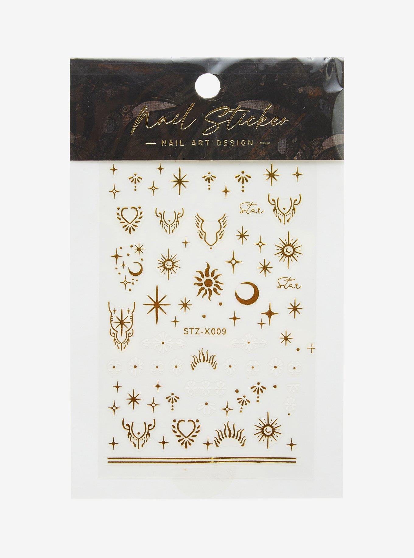 Gold Celestial Nail Sticker Sheet, , hi-res
