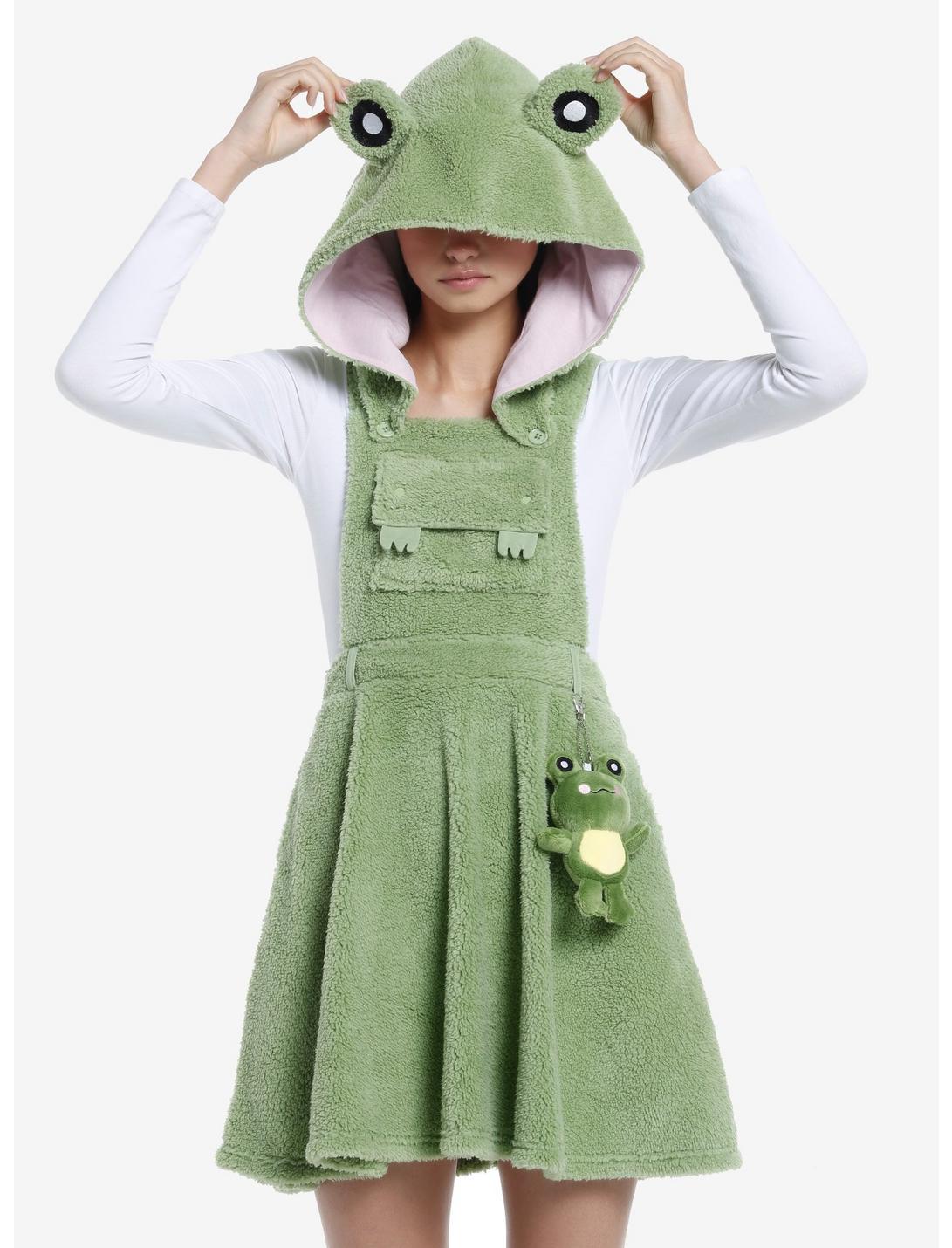 Frog Cosplay Hooded Skirtall, GREEN, hi-res
