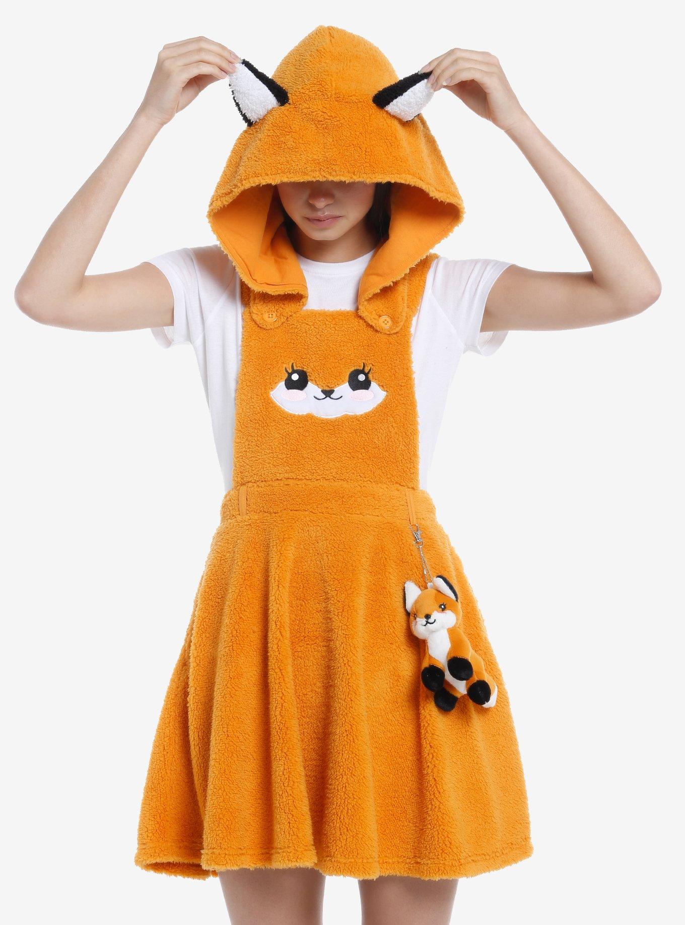 Fox Cosplay Hooded Skirtall, ORANGE, hi-res