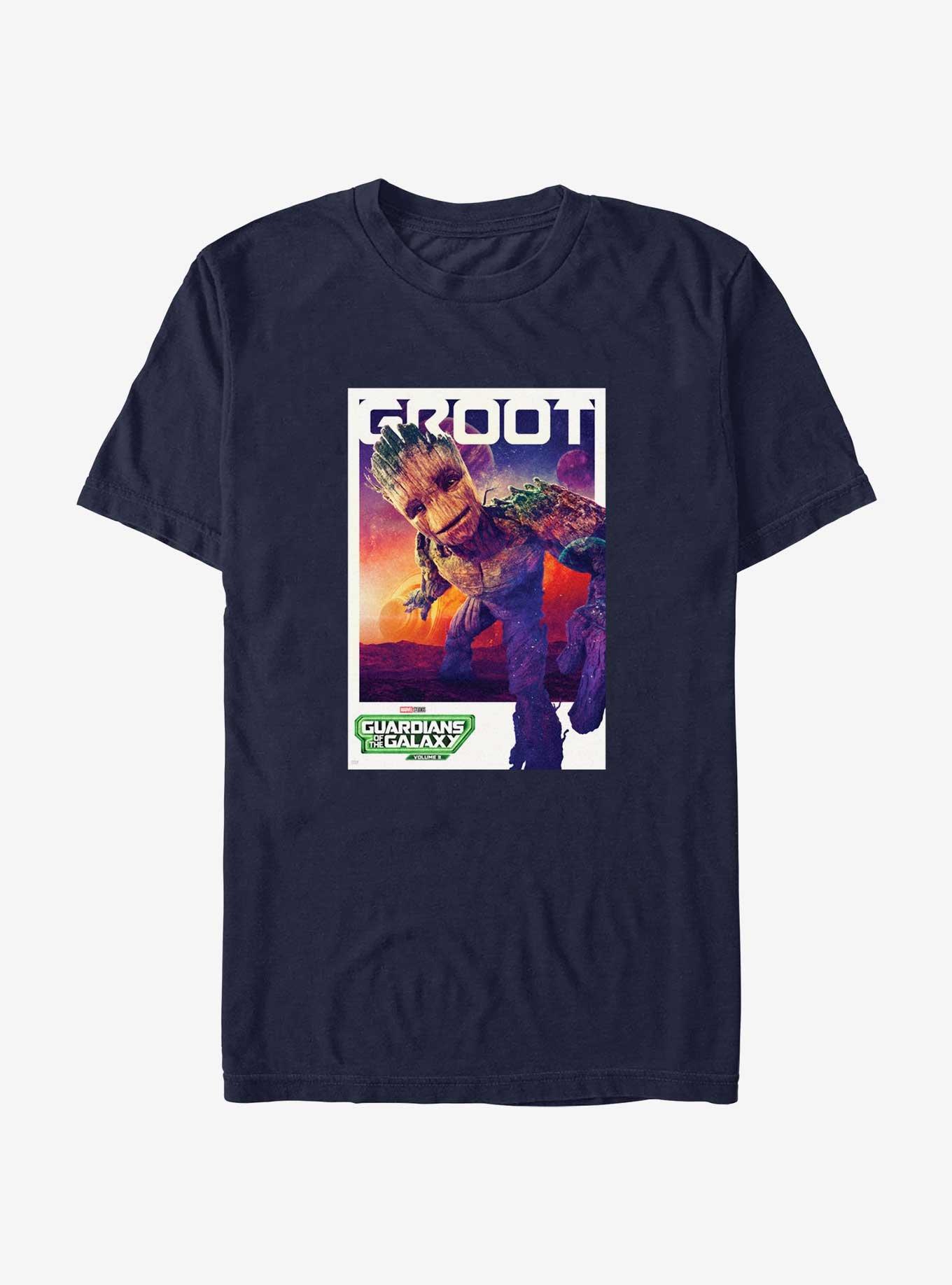 Guardians Of The Galaxy Vol. 3 Groot Poster T-Shirt, NAVY, hi-res