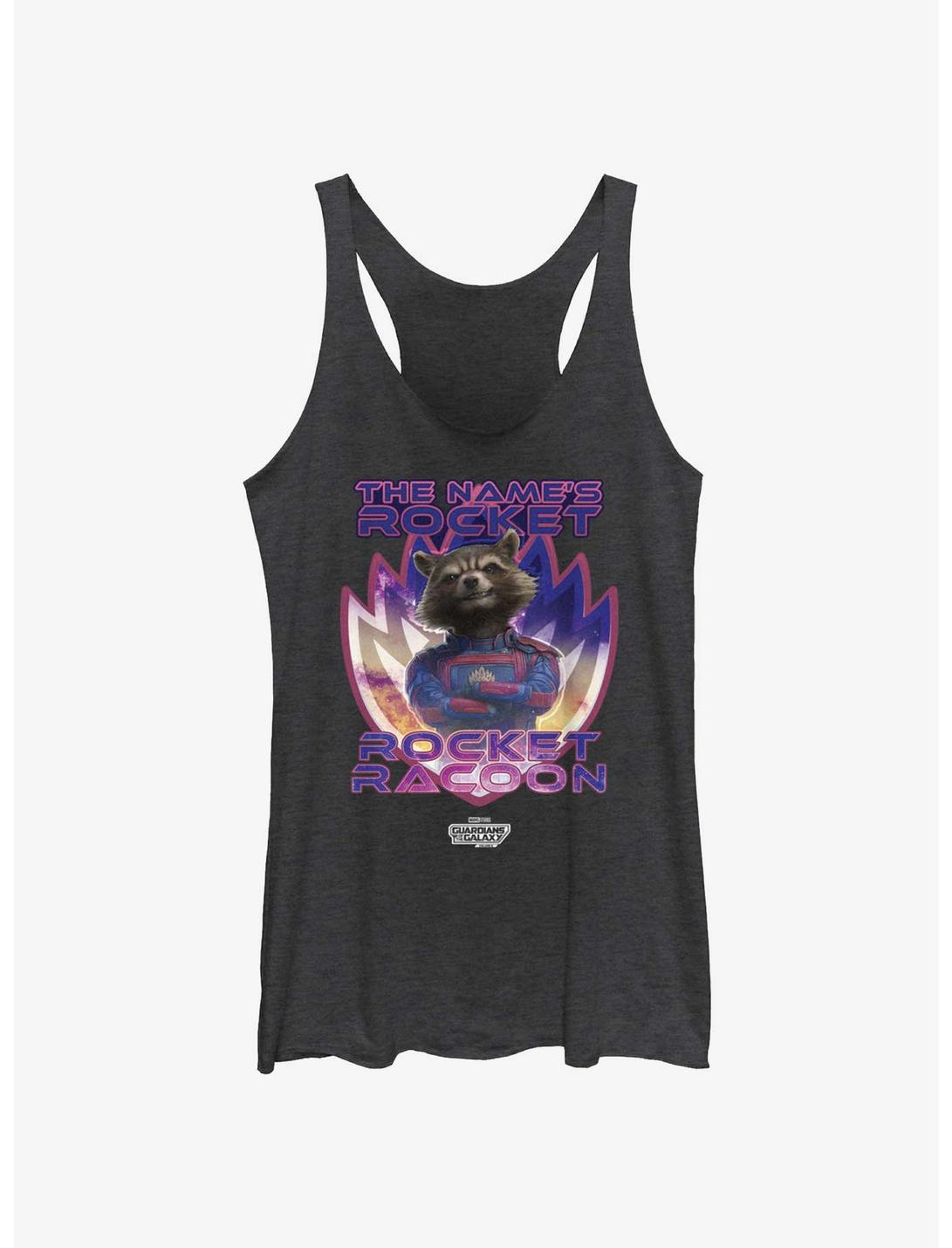 Guardians Of The Galaxy Vol. 3 The Name's Rocket Racoon Girls Tank, BLK HTR, hi-res
