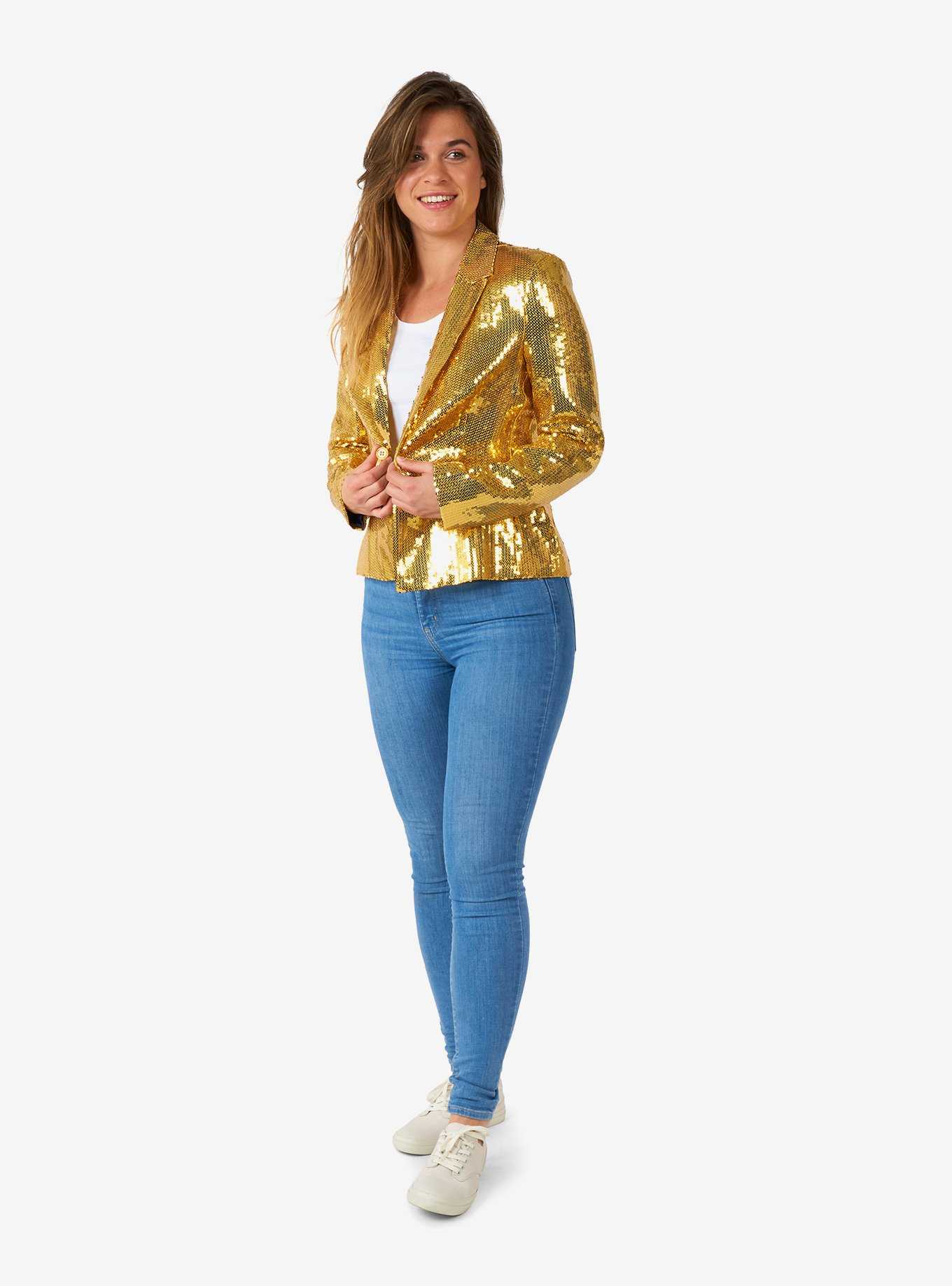 Sequins Gold Women's Blazer, , hi-res
