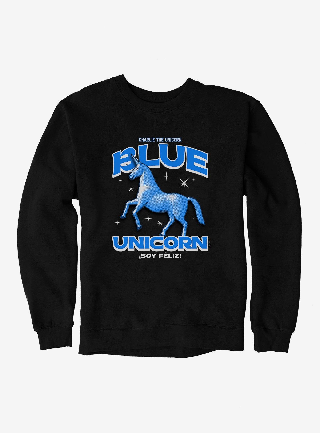 Charlie The Unicorn Blue Unicorn Sweatshirt, , hi-res