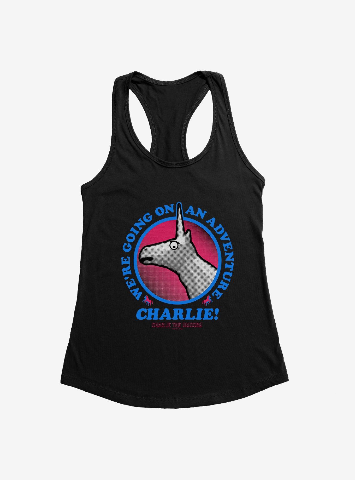 Charlie The Unicorn Adventure Charlie! Girls Tank, BLACK, hi-res