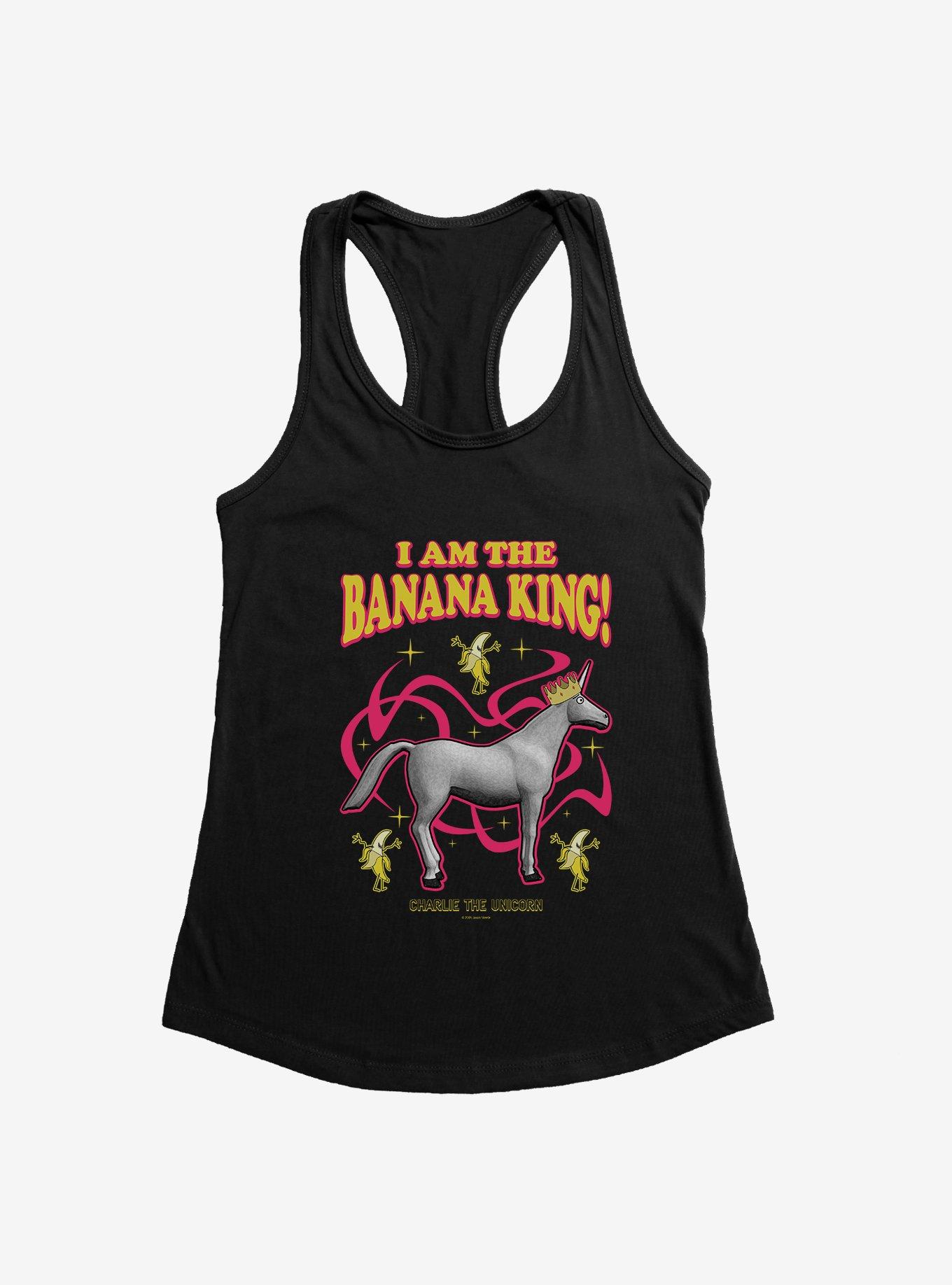 Charlie The Unicorn Banana King! Girls Tank, BLACK, hi-res