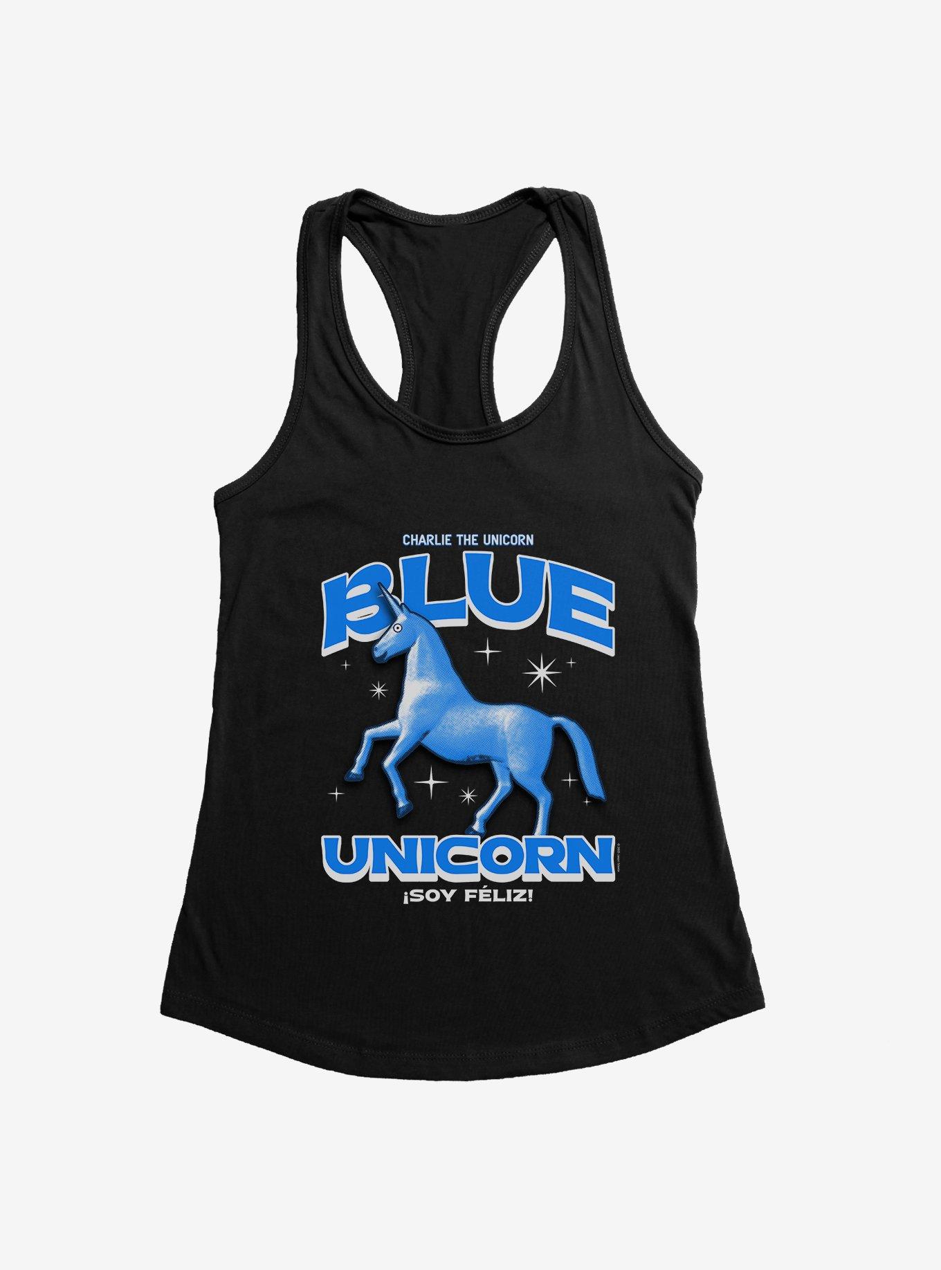 Charlie The Unicorn Blue Unicorn Girls Tank, BLACK, hi-res