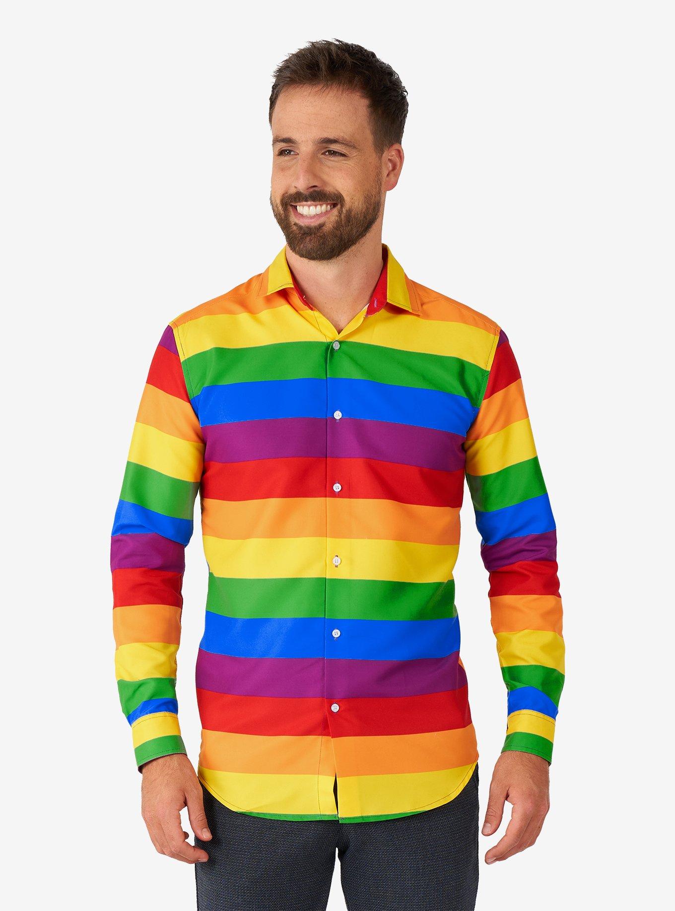 Rainbow Button-Up Shirt, MULTI, hi-res