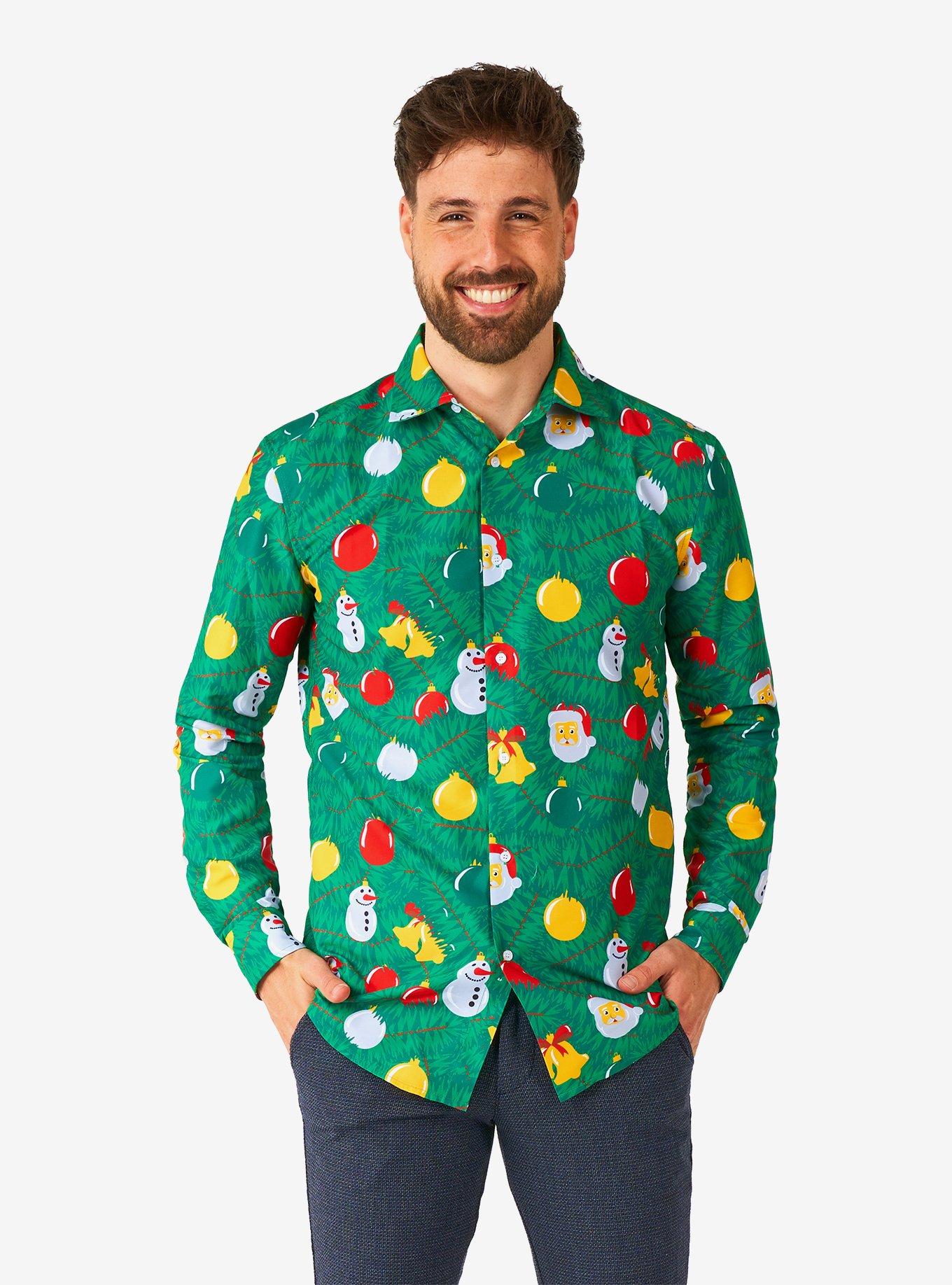 Christmas Ornaments Green Button-Up Shirt, , hi-res