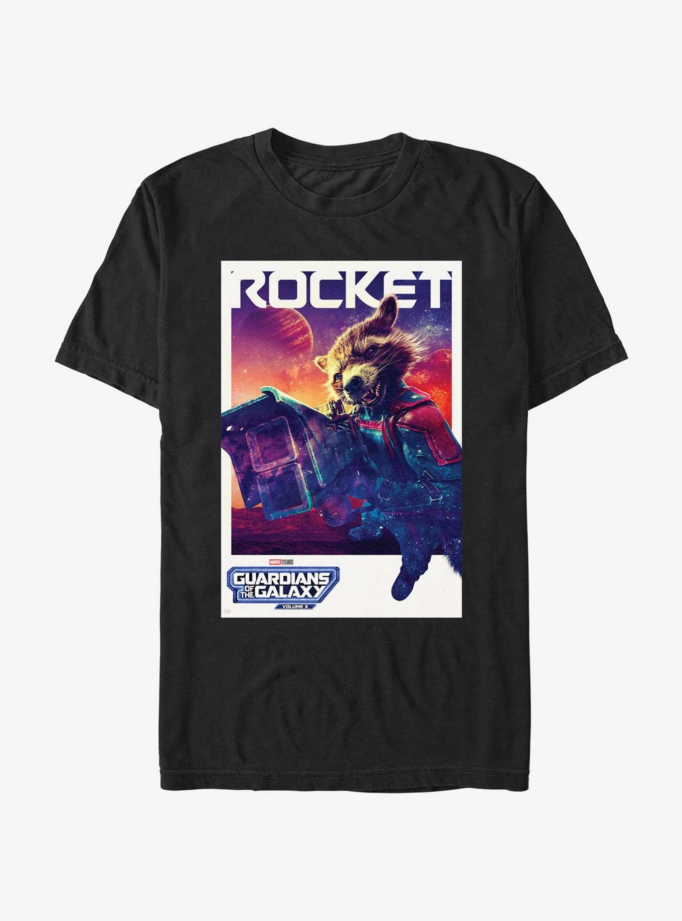 Guardians Of The Galaxy Vol. 3 Rocket Poster T-Shirt, BLACK, hi-res
