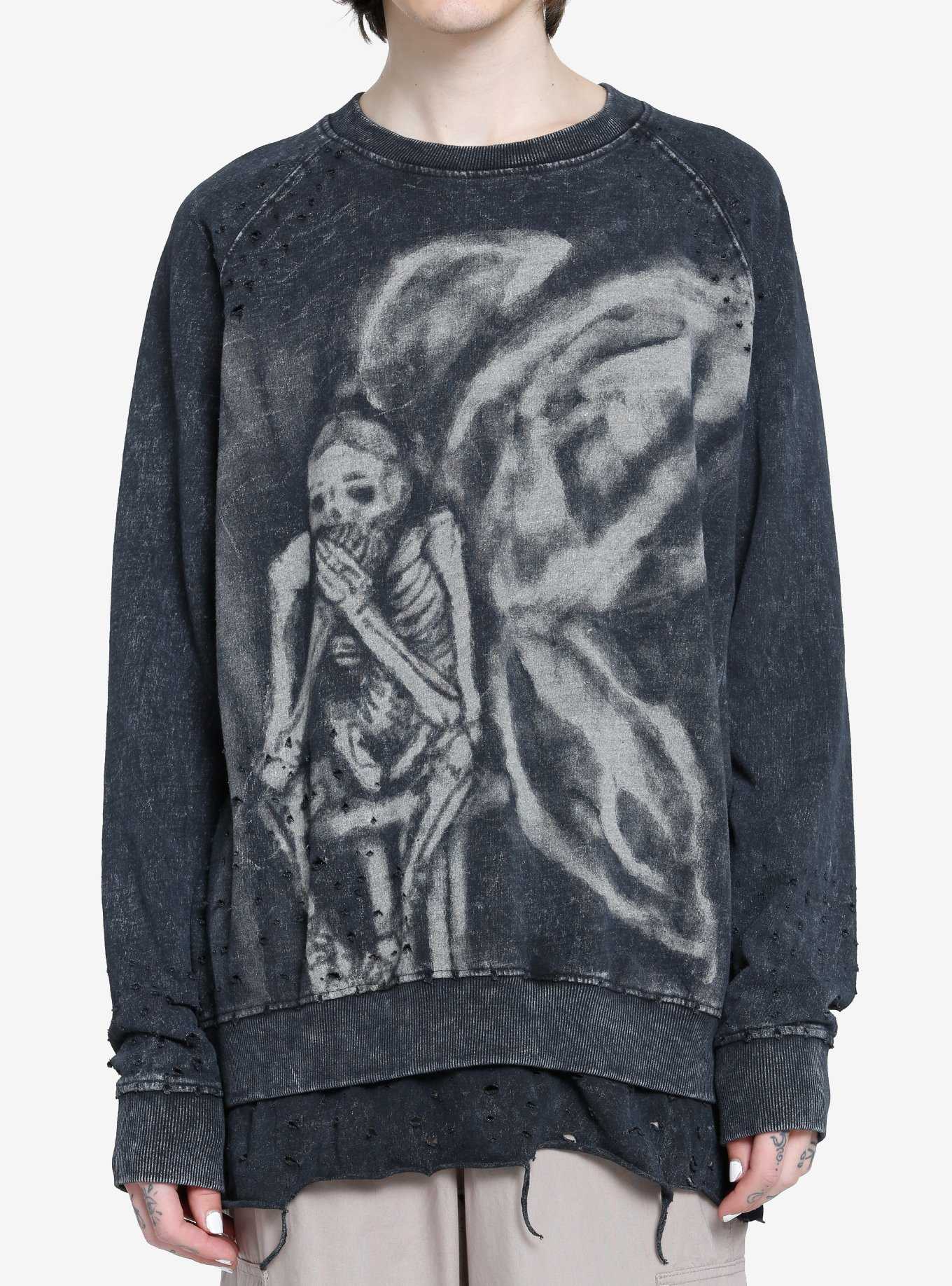 Skeleton Angel Destructed Sweatshirt, , hi-res