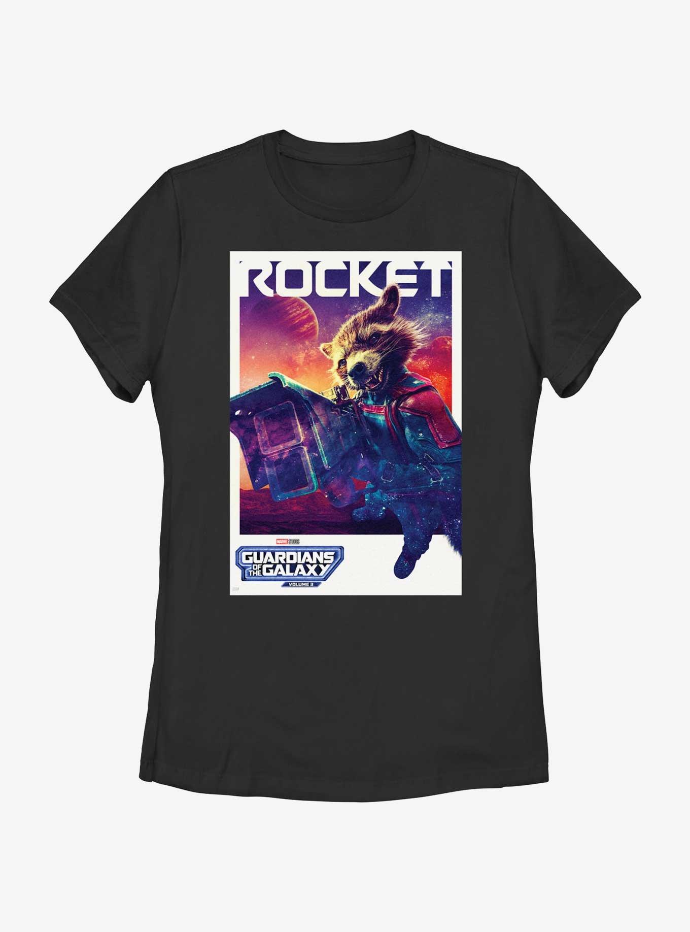 Guardians Of The Galaxy Vol. 3 Rocket Poster Womens T-Shirt, BLACK, hi-res