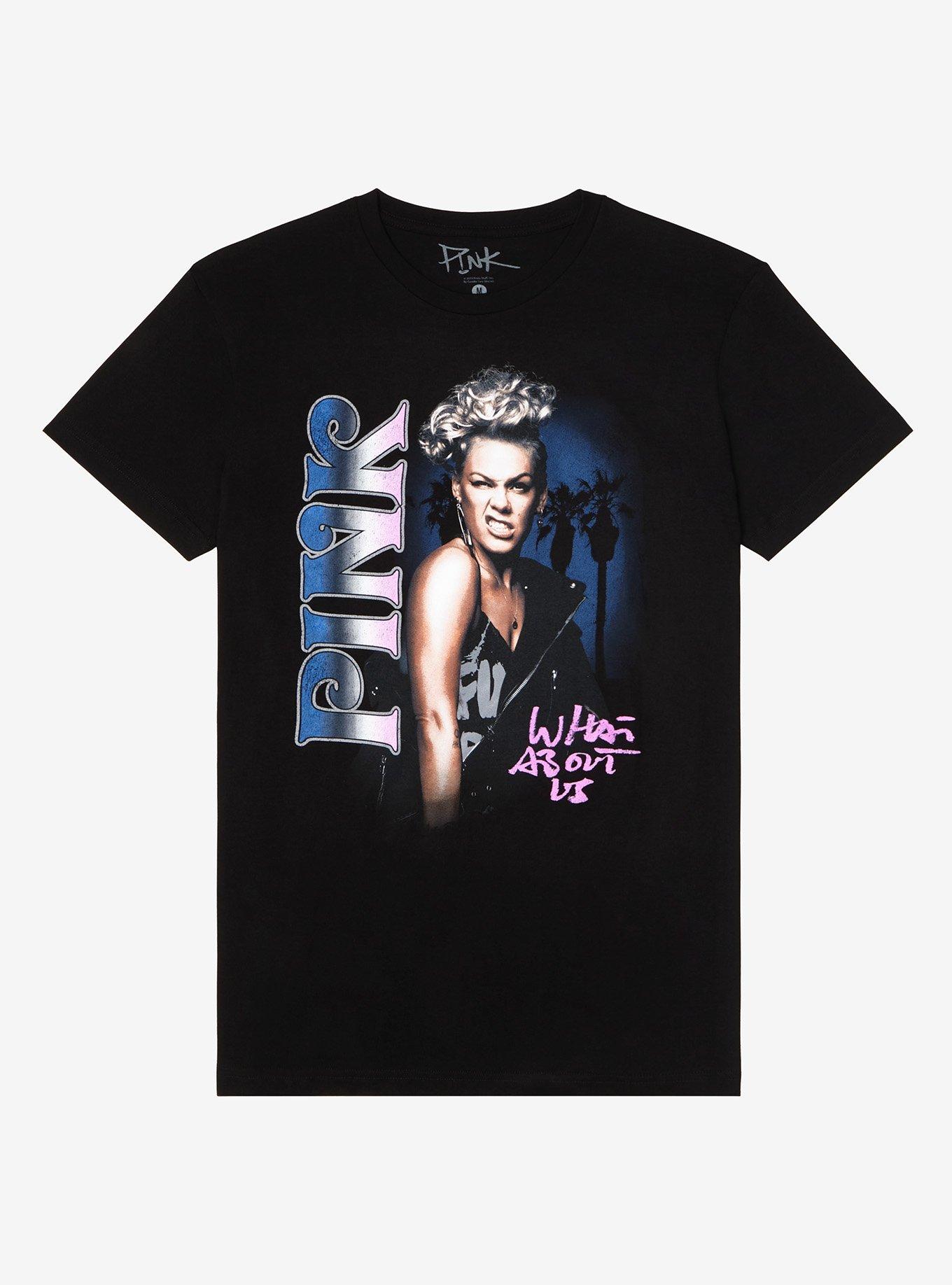 Pink What About Us Portrait T-Shirt, BLACK, hi-res