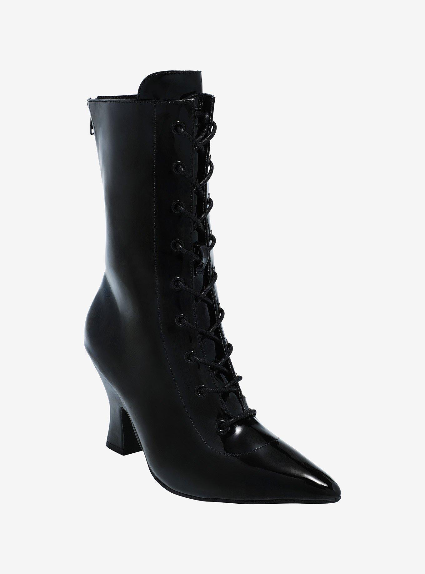 Strange Cvlt Black Victoria Heel Boots | Hot Topic