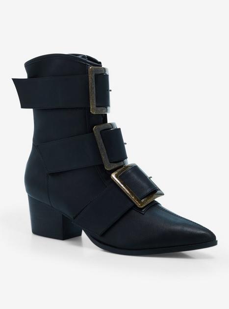 Bambi black store buckle ankle boots