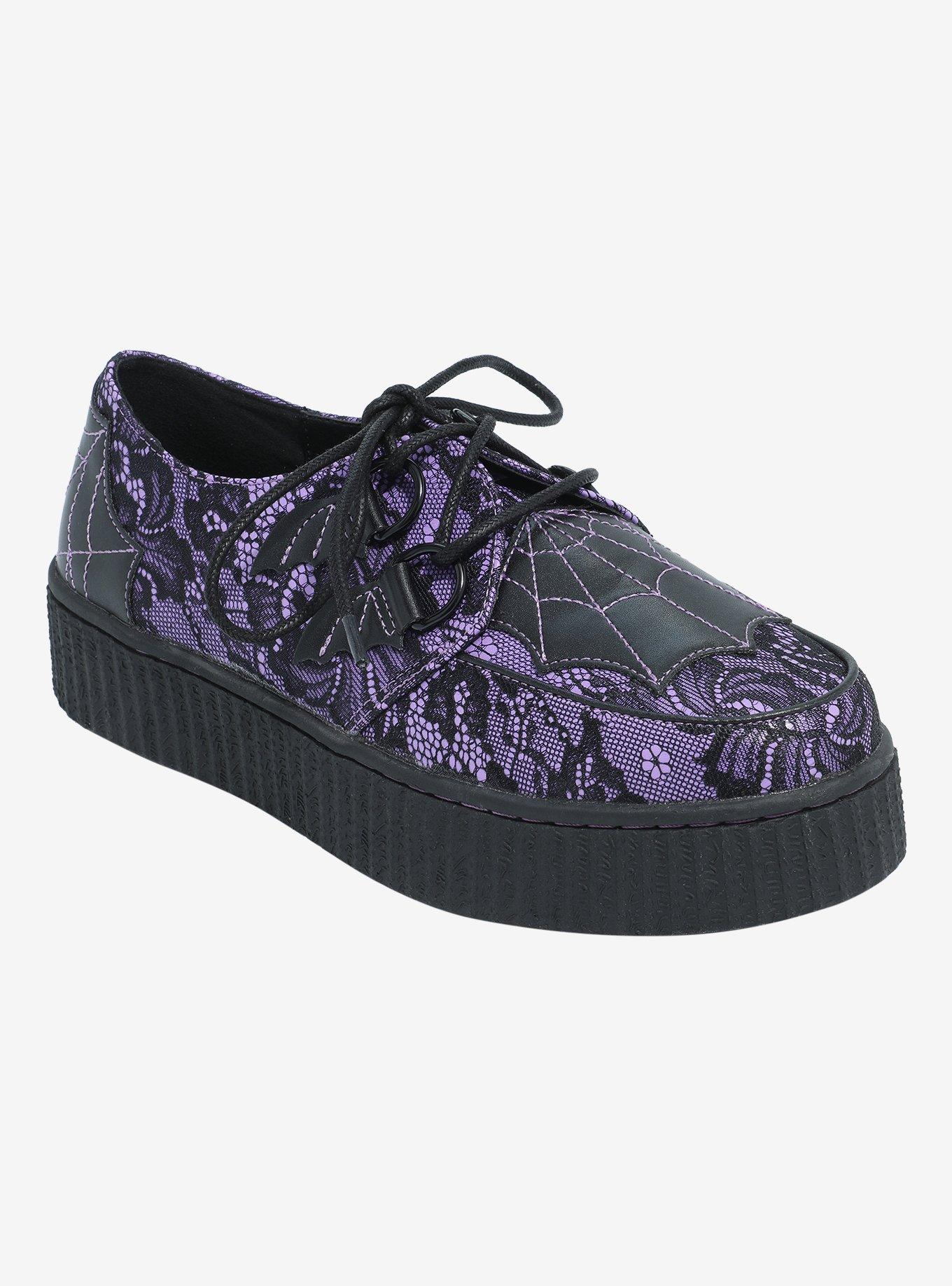 Strange Cvlt Web Purple & Black Lace Krypt Creepers, , hi-res