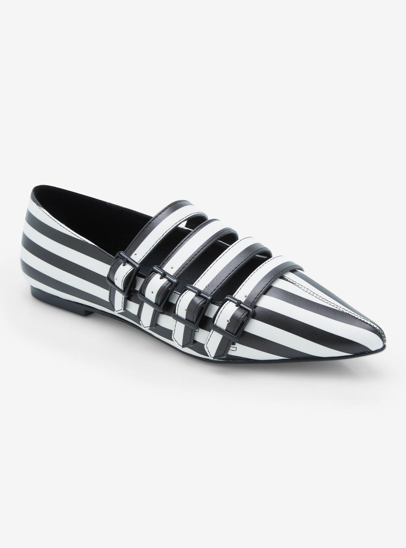 Strange Cvlt Black & White Stripe Coven Flats, , hi-res
