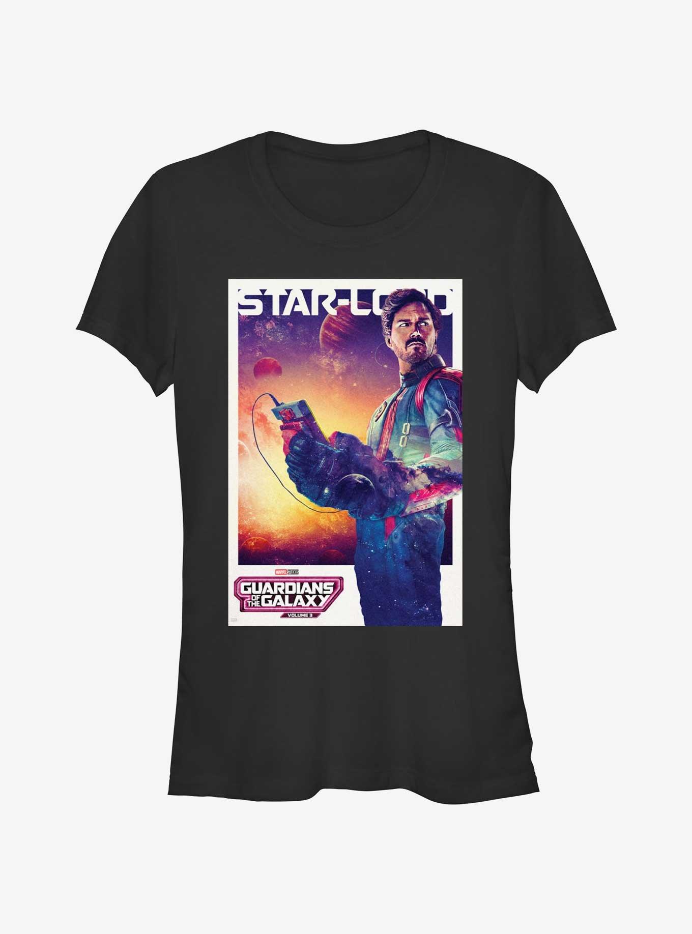 Guardians Of The Galaxy Vol. 3 Quill Starlord Poster Girls T-Shirt, BLACK, hi-res