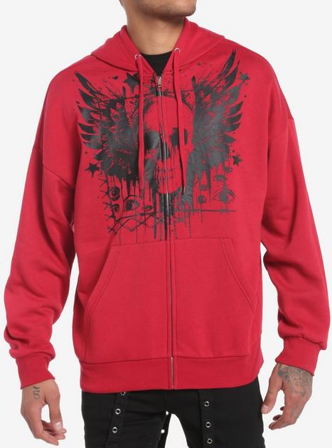 Social Collision Winged Skull Red Hoodie | Hot Topic