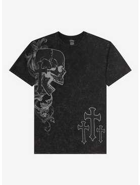 Social Collision Skull Cross Mineral Wash T-Shirt, , hi-res