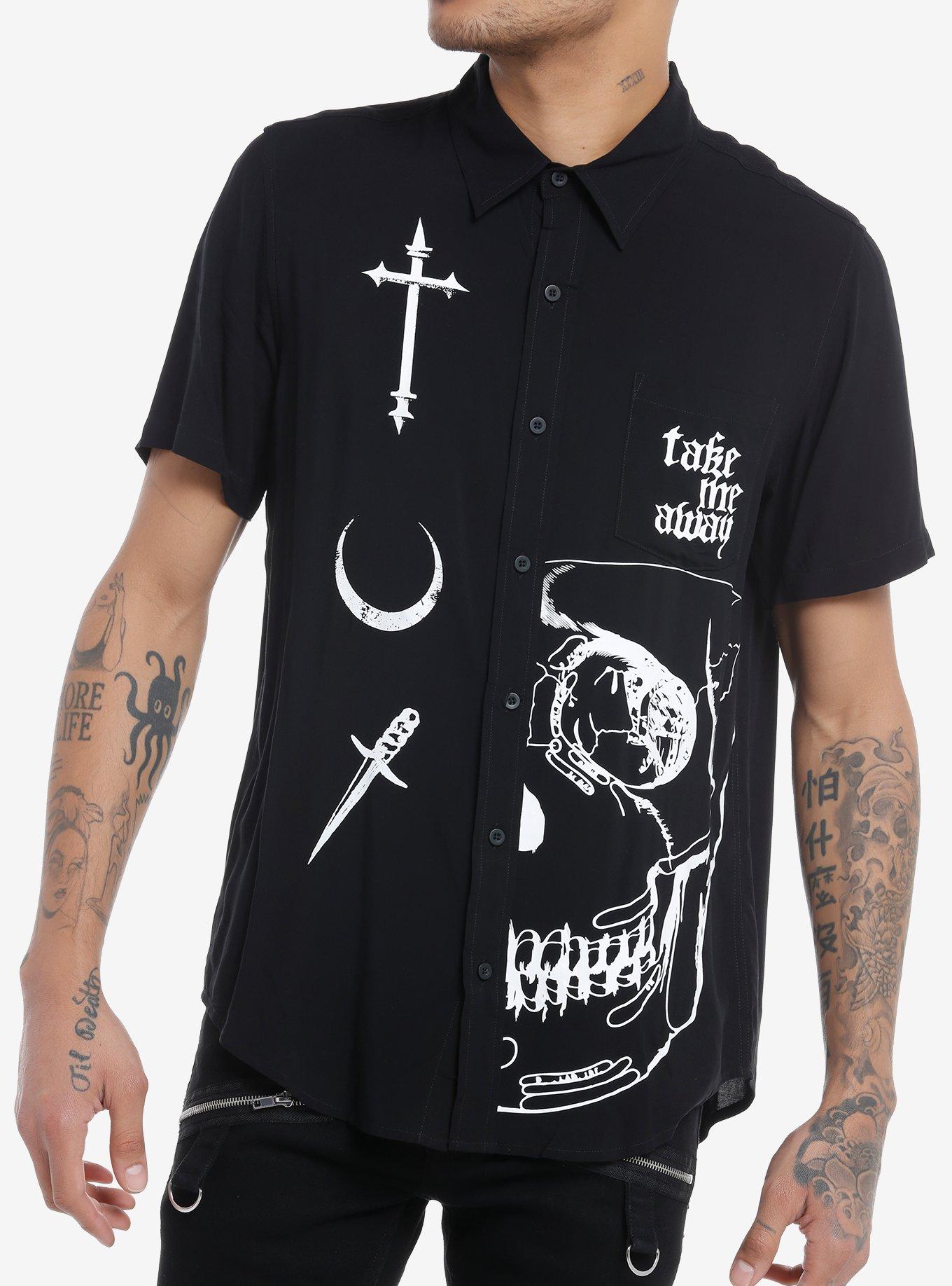 Social Collision Take Me Away Woven Button-Up, , hi-res