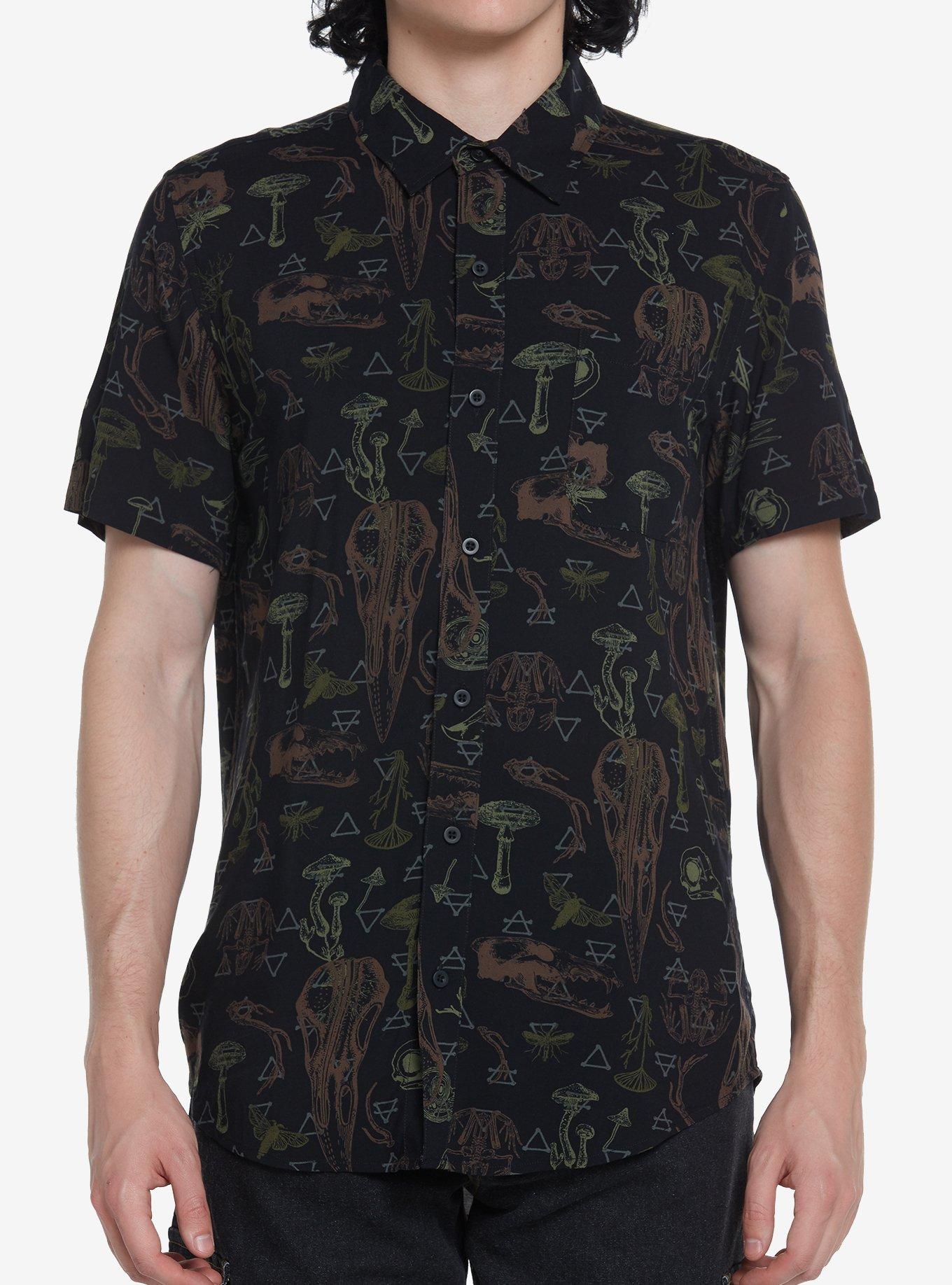 Mushroom Skulls Woven Button-Up, MULTI, hi-res