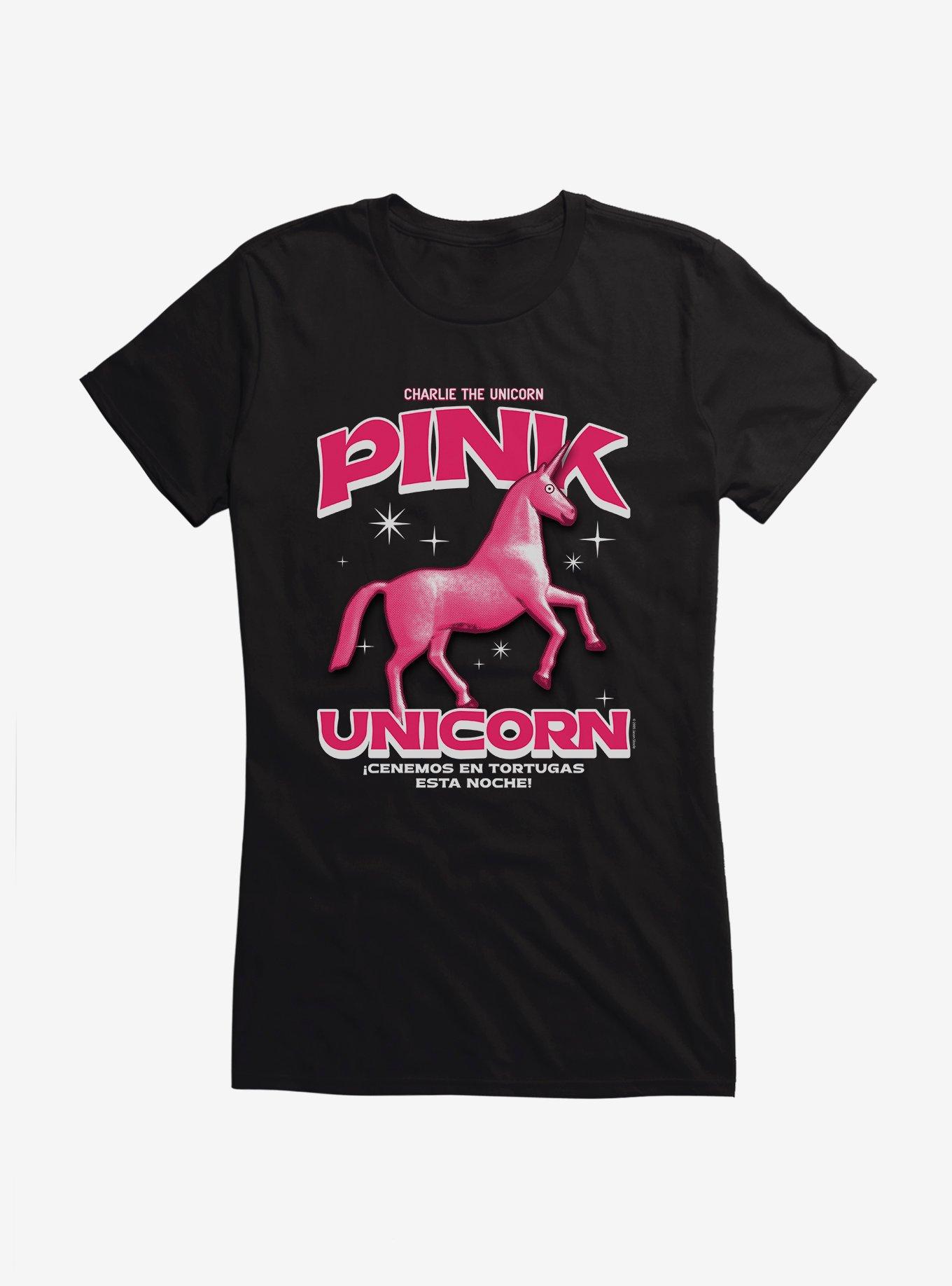 Charlie The Unicorn Pink Girls T-Shirt