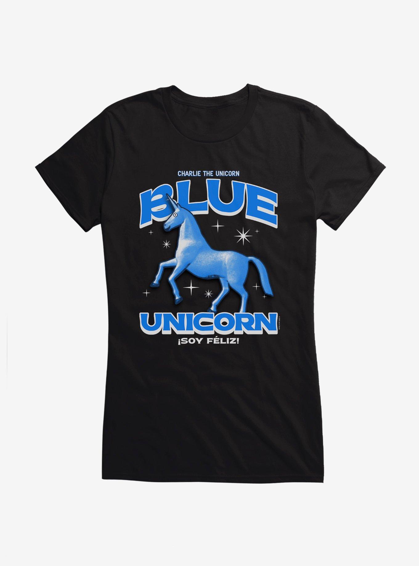 Charlie The Unicorn Blue Unicorn Girls T-Shirt, , hi-res