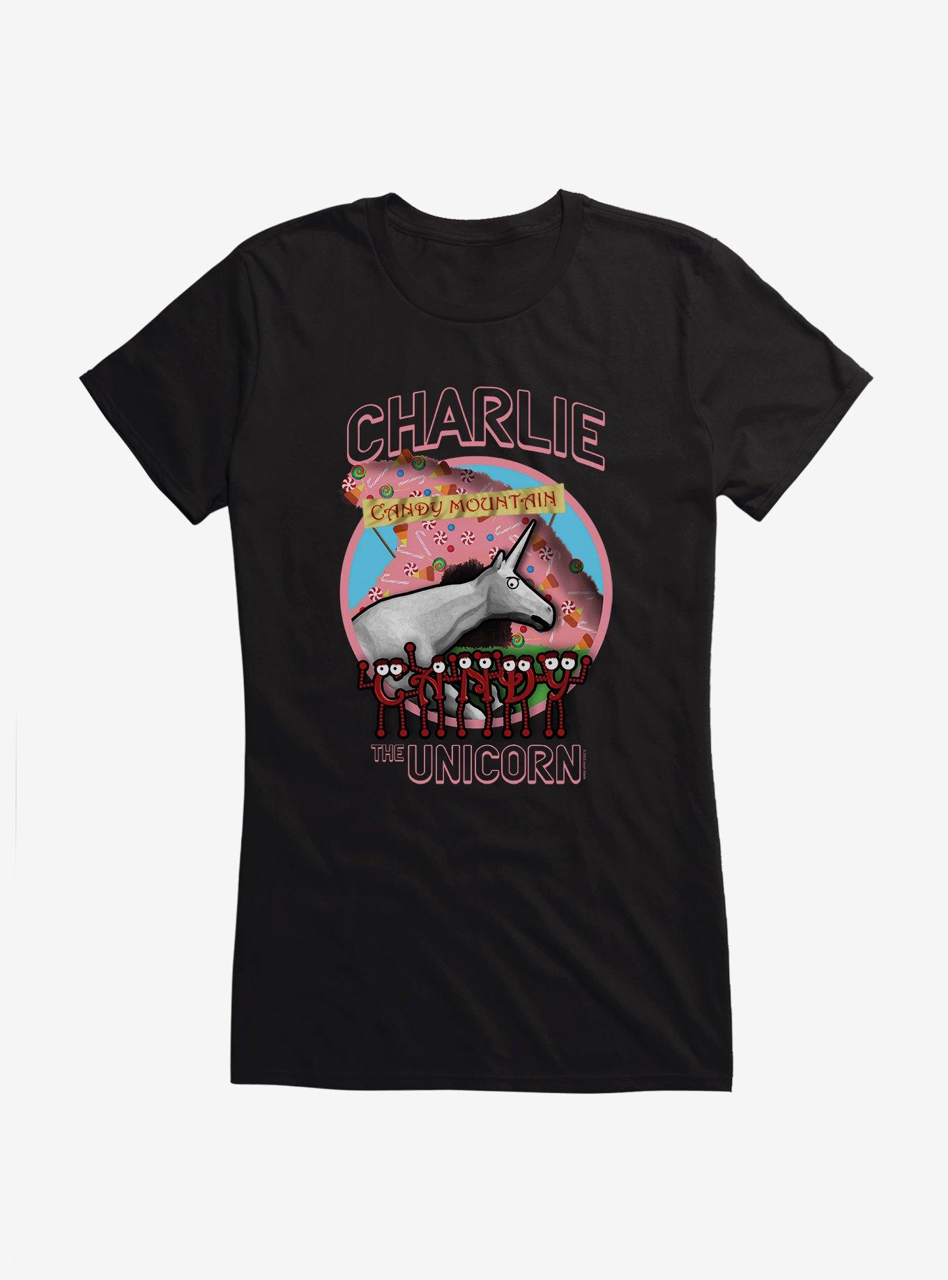 Charlie The Unicorn Candy Mountain Girls T-Shirt, BLACK, hi-res