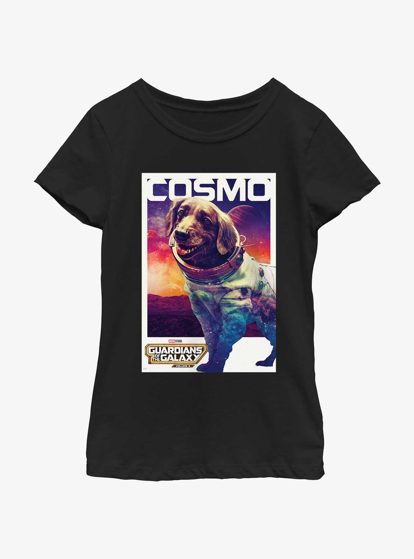 Guardians Of The Galaxy Vol. 3 Cosmo Poster Youth Girls T-Shirt, BLACK, hi-res
