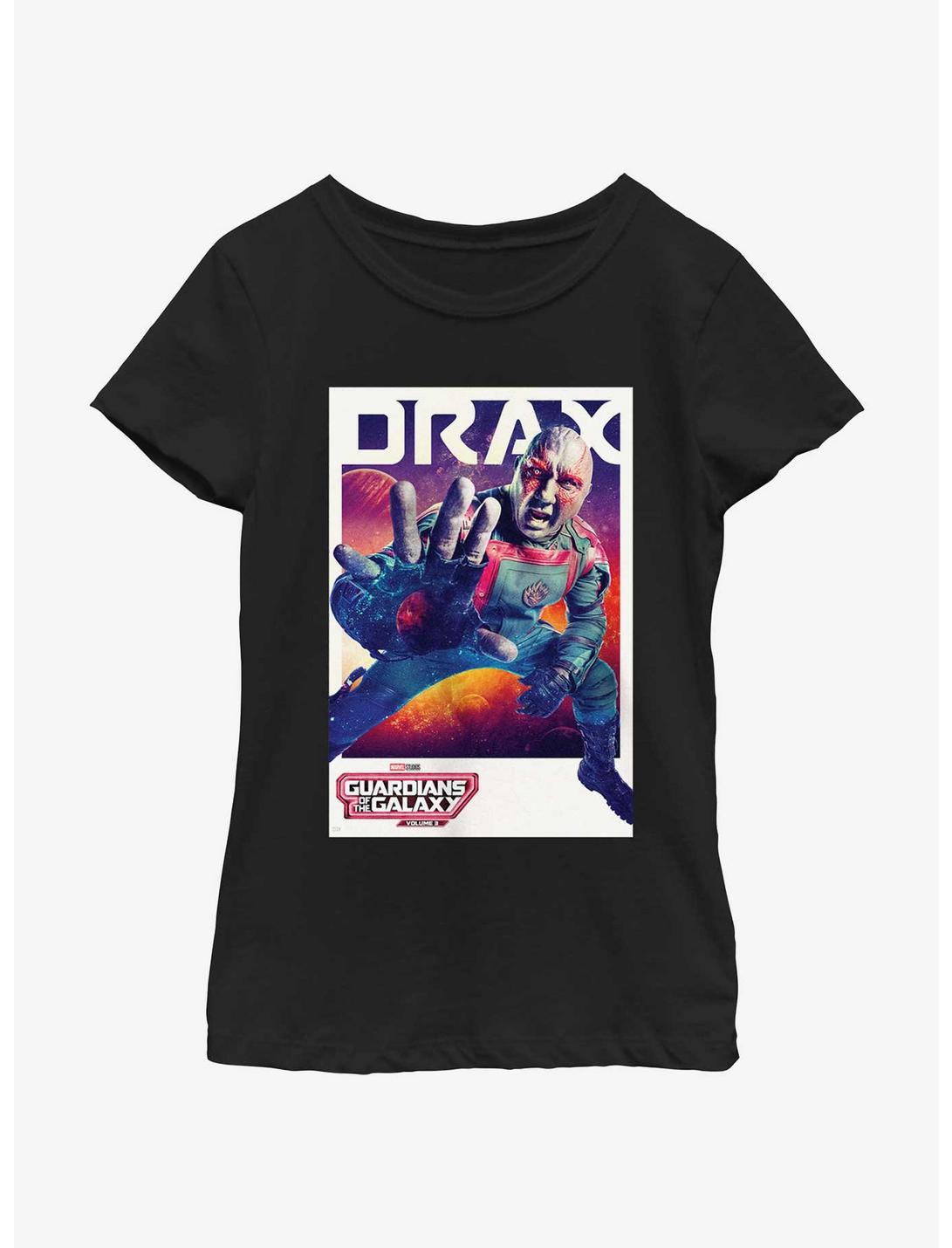 Guardians Of The Galaxy Vol. 3 Drax Poster Youth Girls T-Shirt, BLACK, hi-res