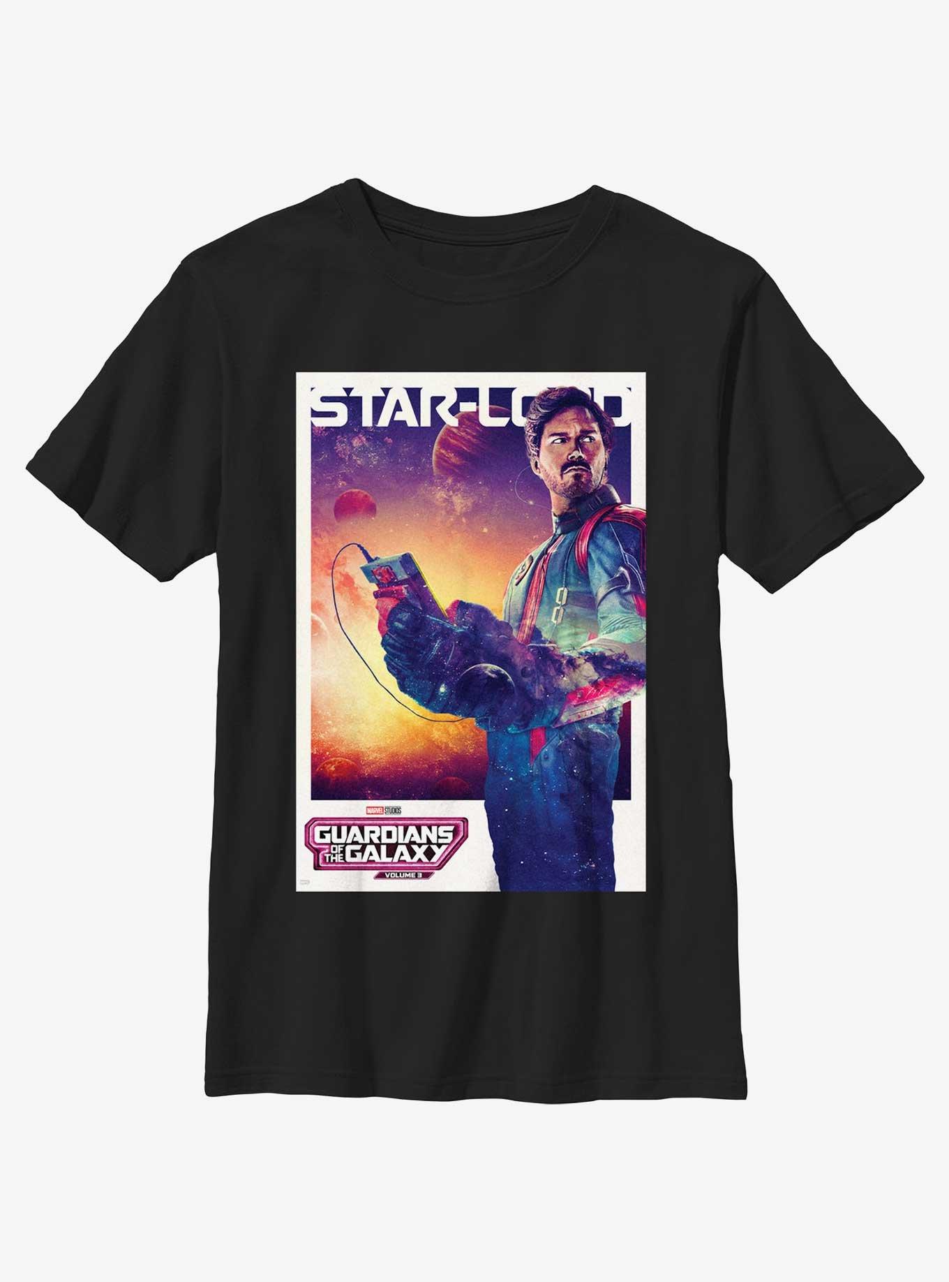 Guardians Of The Galaxy Vol. 3 Quill Starlord Poster Youth T-Shirt, BLACK, hi-res