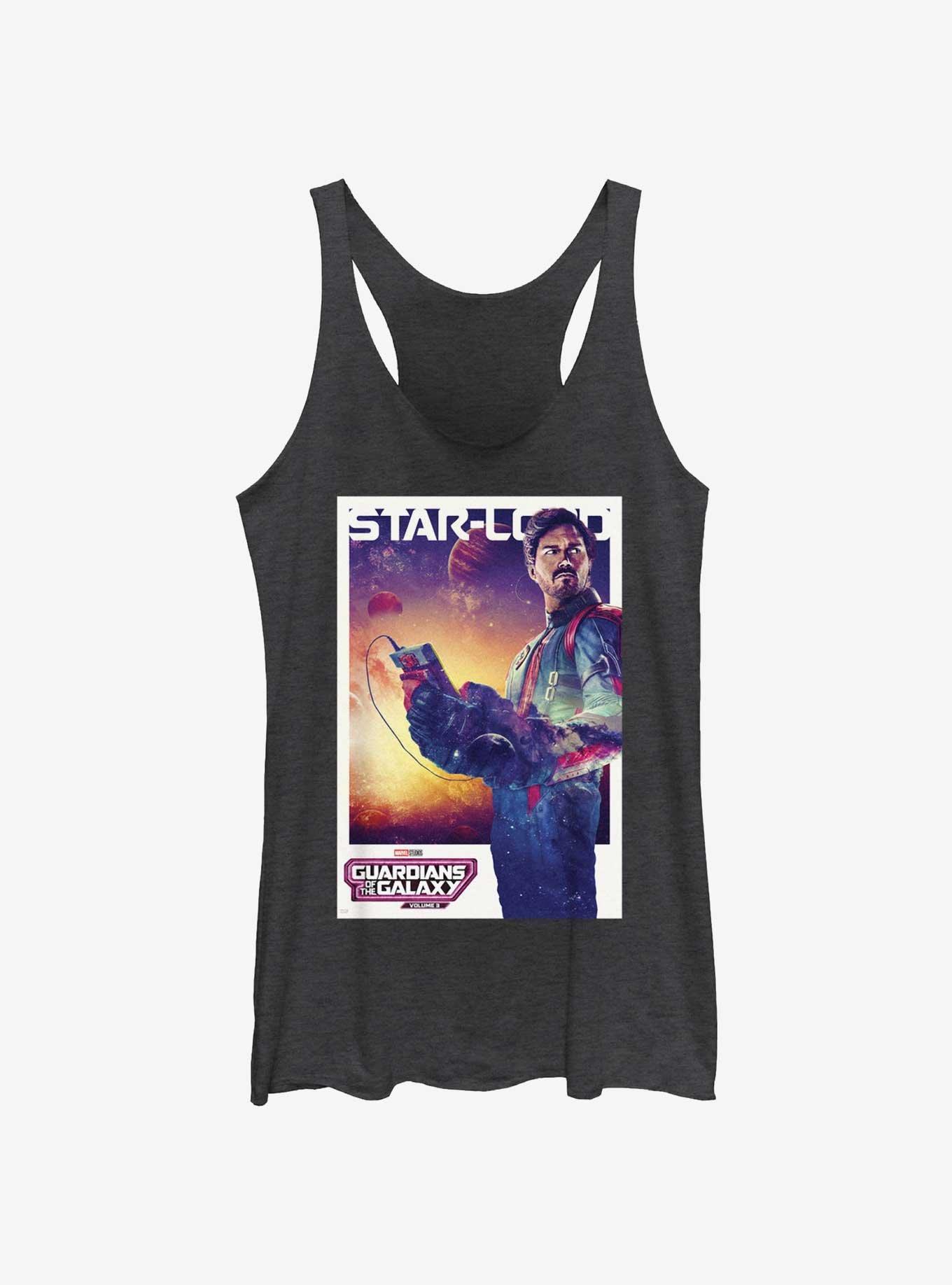 Guardians Of The Galaxy Vol. 3 Quill Starlord Poster Womens Tank Top, BLK HTR, hi-res