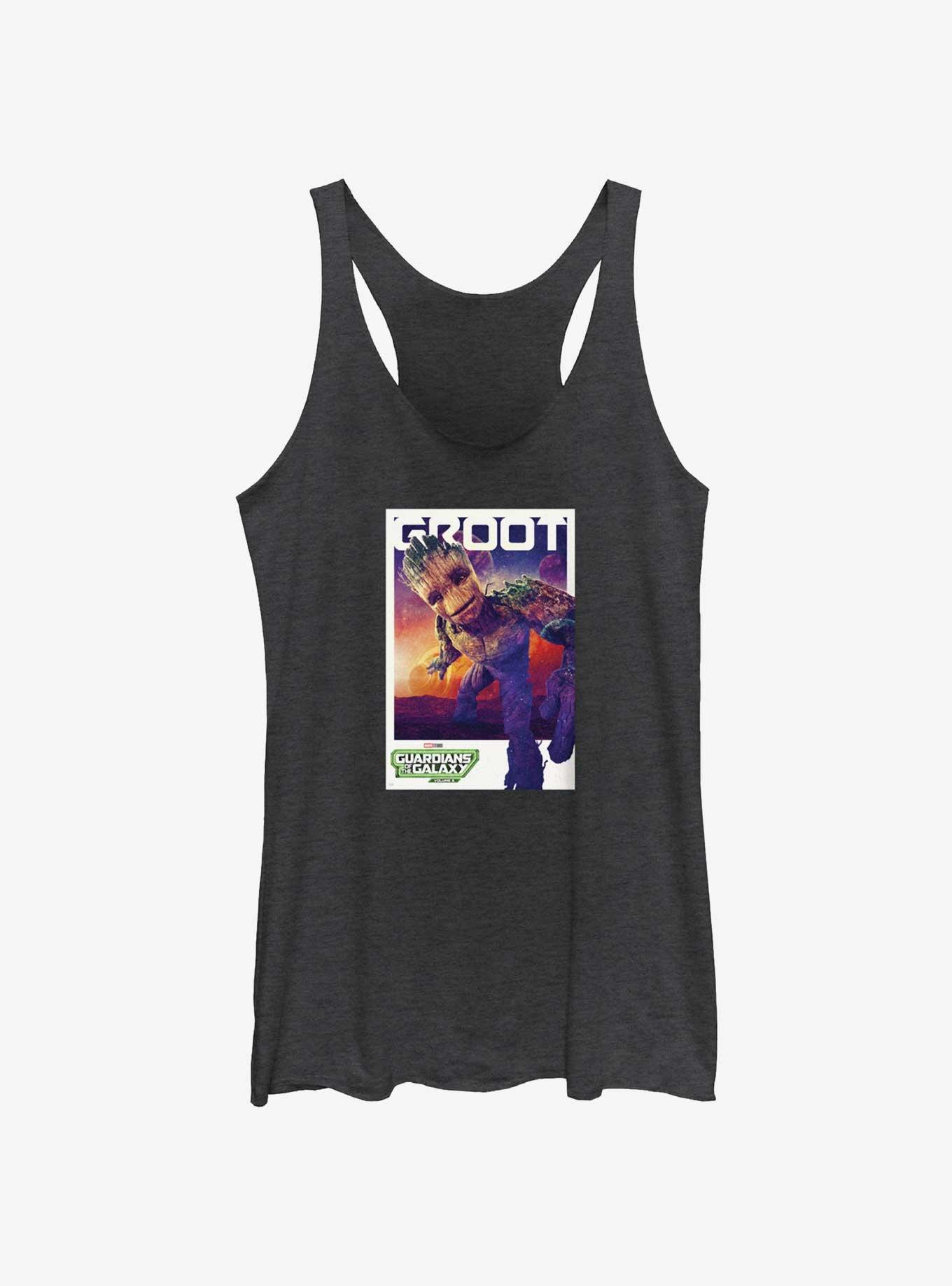 Guardians Of The Galaxy Vol. 3 Groot Poster Womens Tank Top, BLK HTR, hi-res