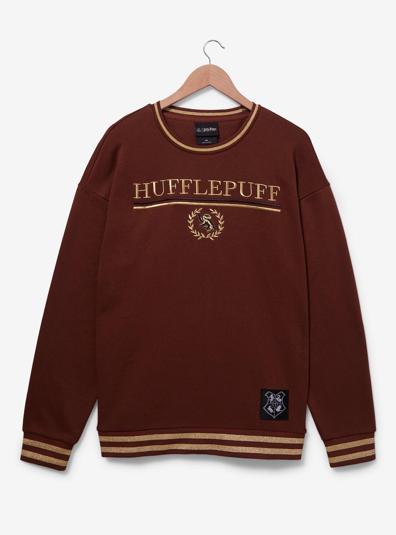 Harry Potter Hufflepuff House Emblem Crewneck - BoxLunch Exclusive, BROWN, hi-res