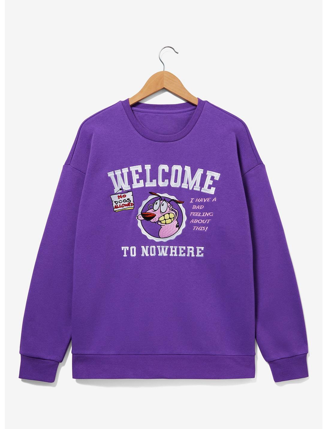 Courage the Cowardly Dog Welcome to Nowhere Crewneck - BoxLunch Exclusive, PURPLE, hi-res
