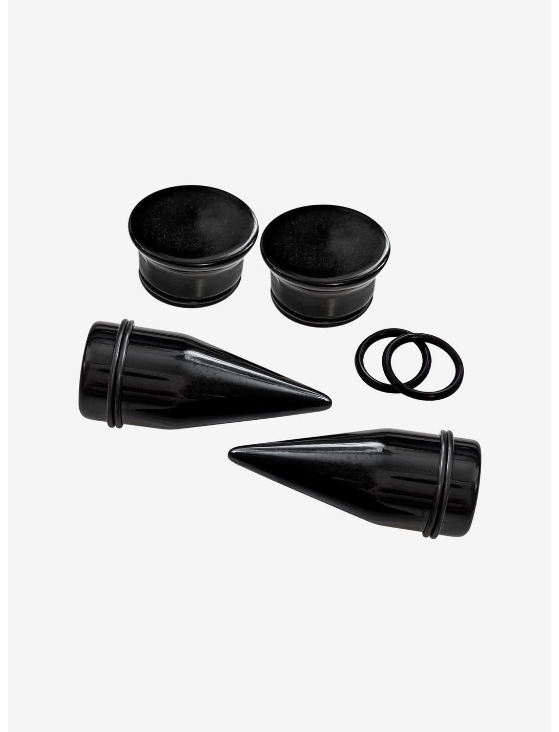 Acrylic Black Plug & Taper 4 Pack, MULTI, hi-res