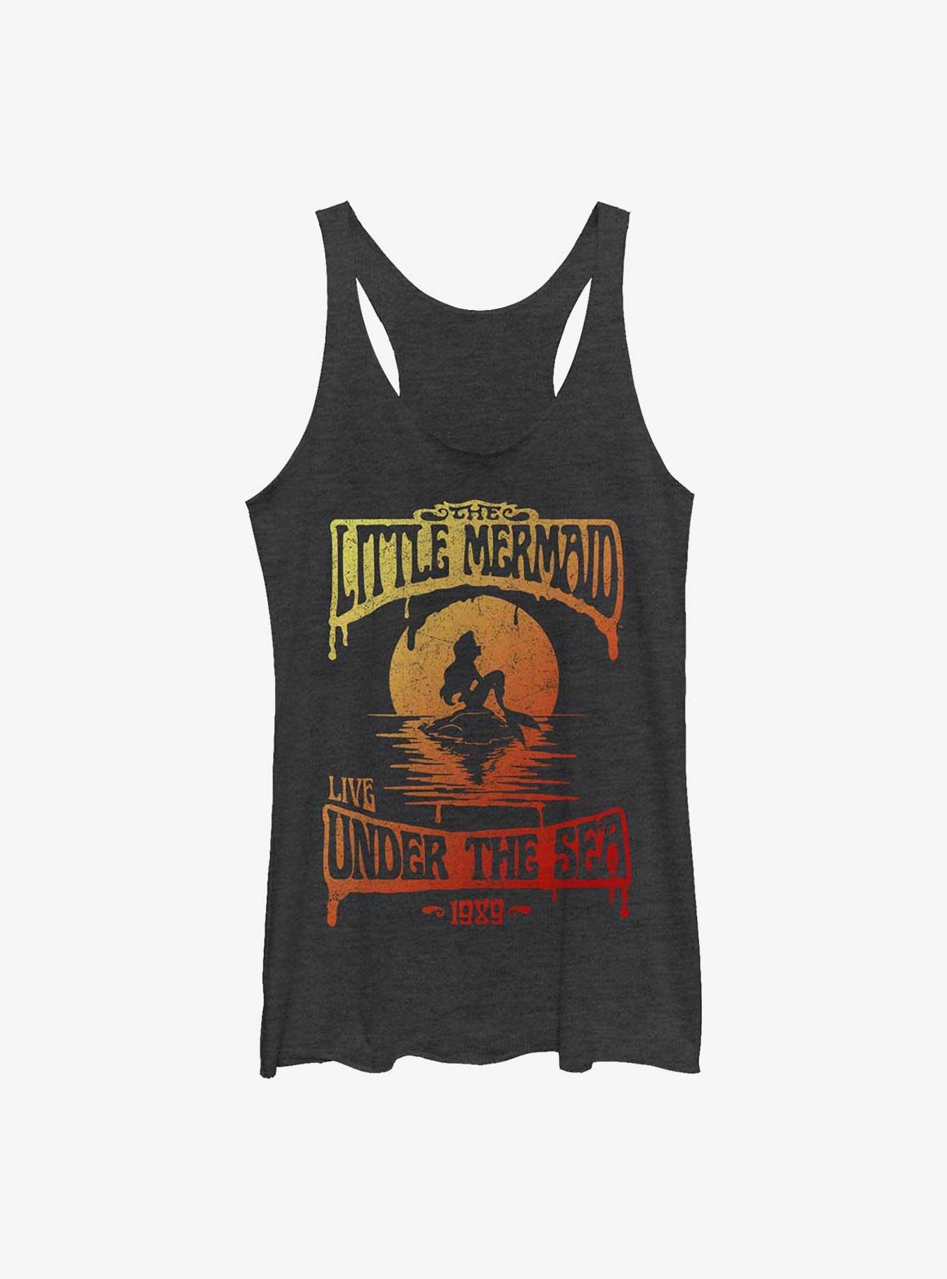 Disney The Little Mermaid Ariel Ombre Sunset Womens Tank Top, BLK HTR, hi-res