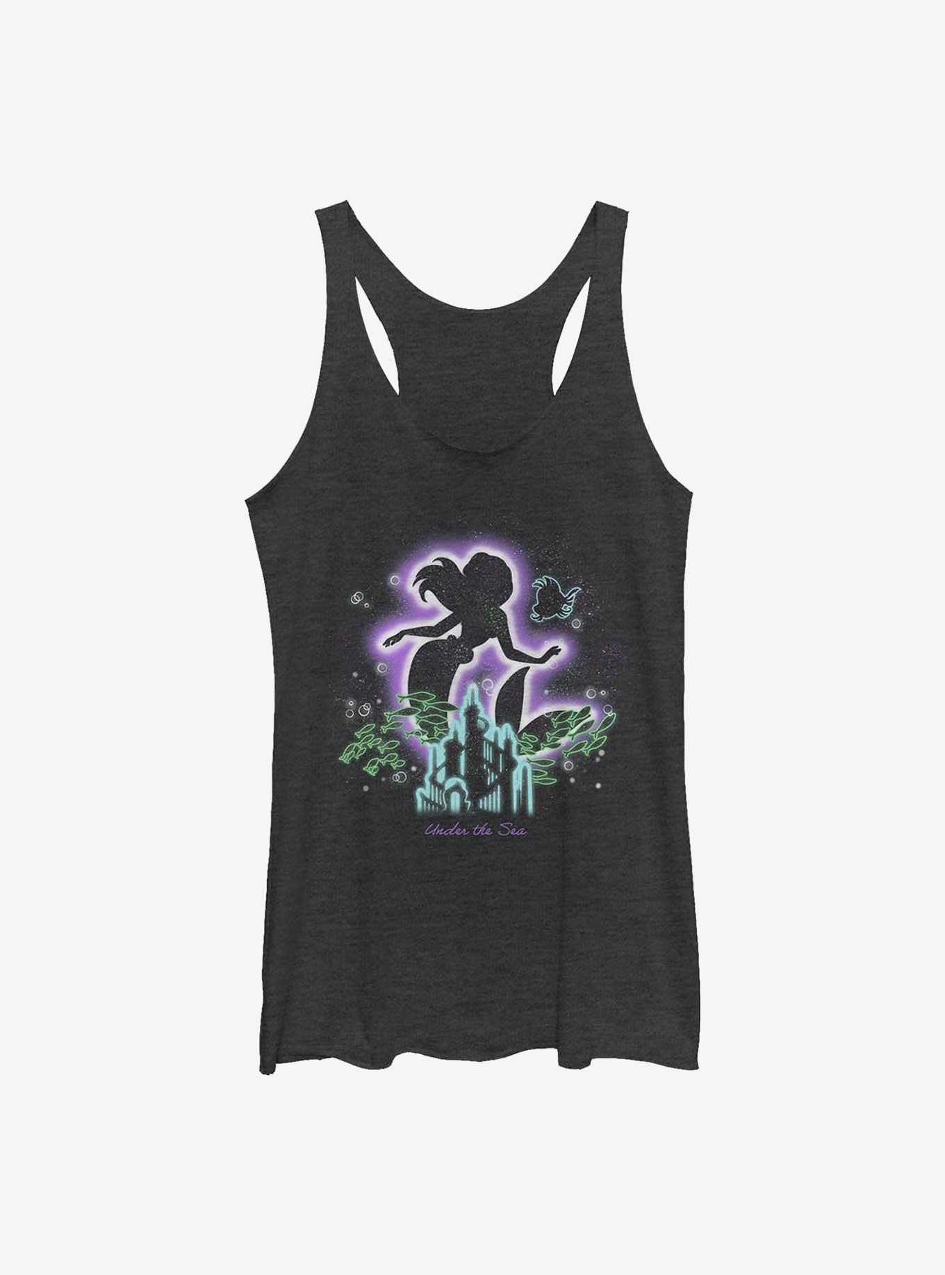 Disney The Little Mermaid My World Under The Sea Womens Tank Top, BLK HTR, hi-res
