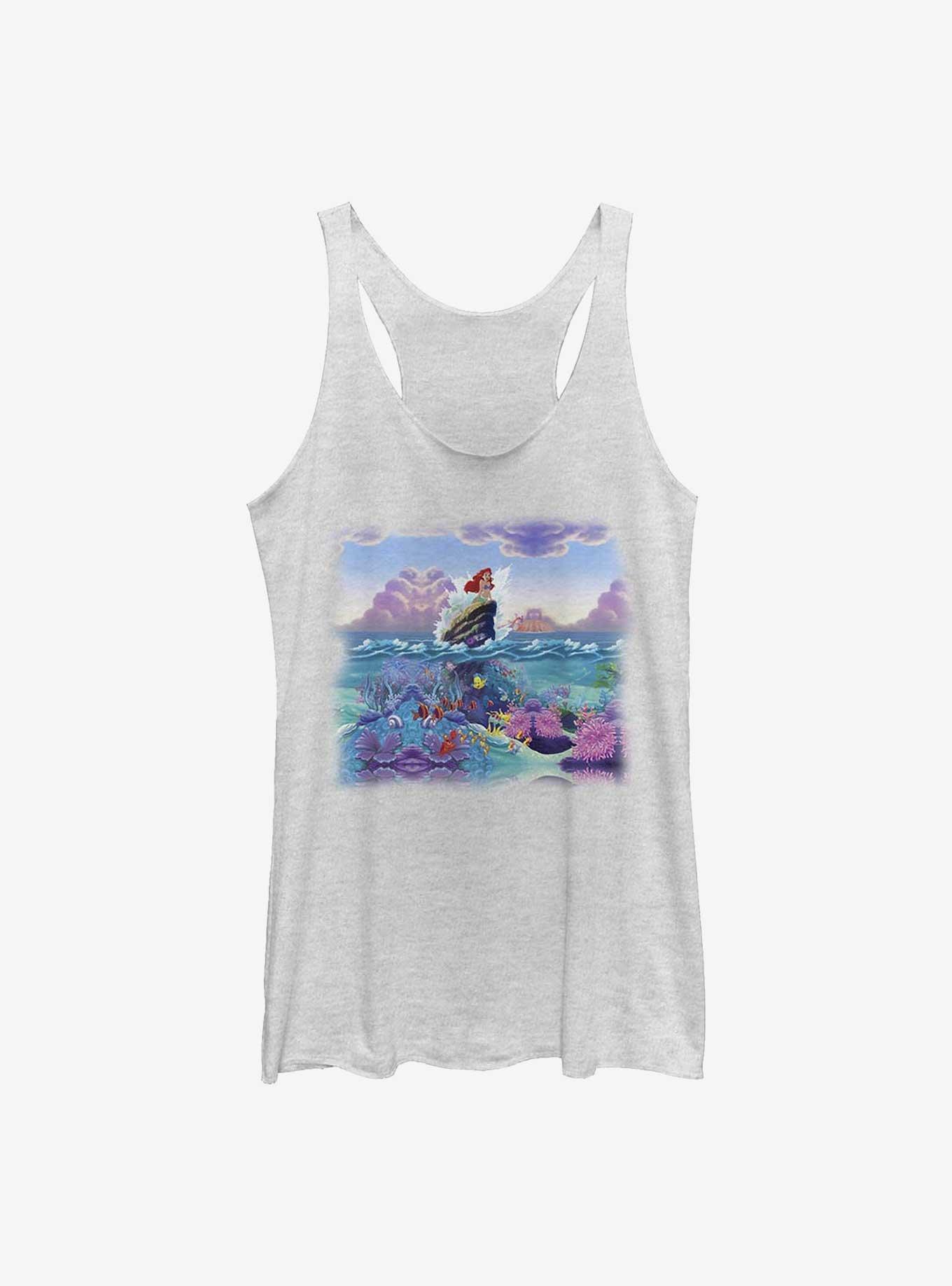 Disney The Little Mermaid Ariel And The Depths Below Womens Tank Top, WHITE HTR, hi-res
